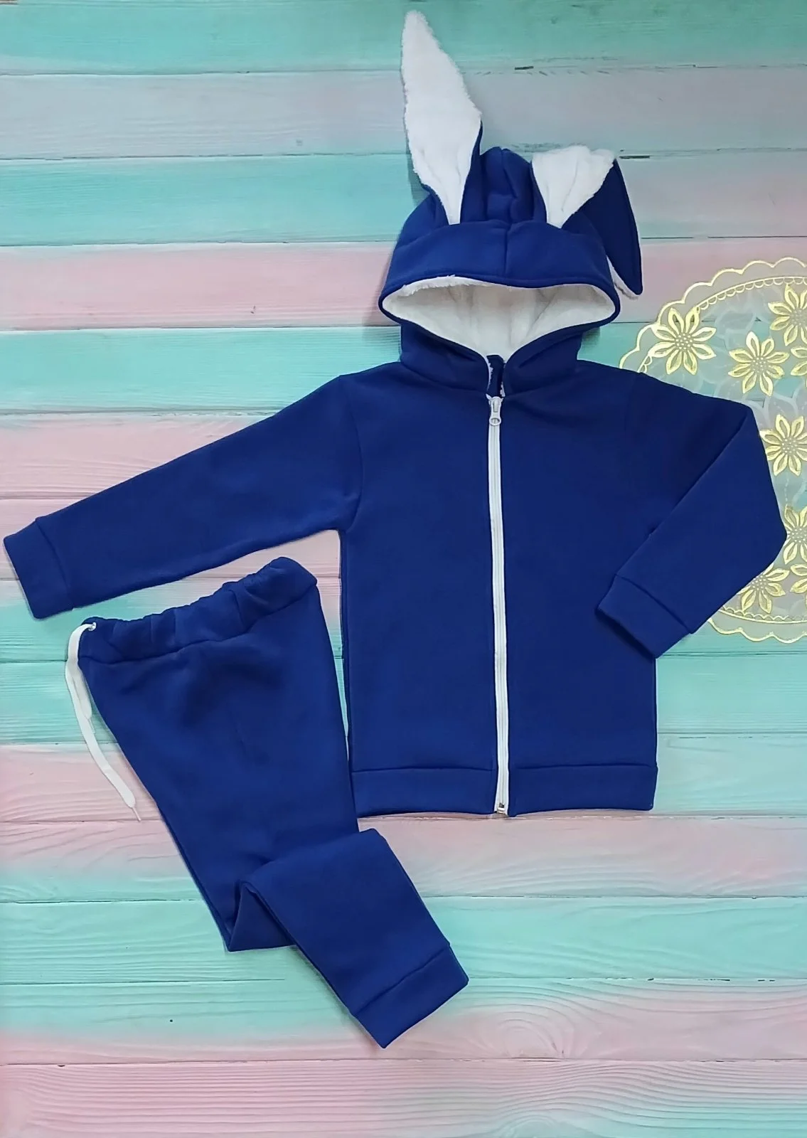 Детский теплый костюм на флисе с ушками 104-110 см, фото №2 Детский теплый костюм на флисе с ушками 104-110 см, фото №2