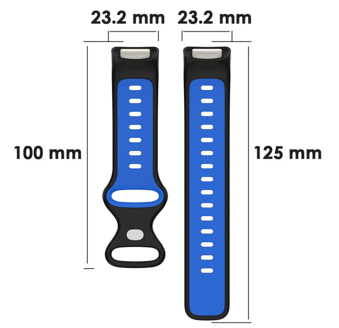 Силиконовый ремешок Primolux Sport для фитнес браслета Fitbit Charge 5 Black&Blue размер М, фото №6