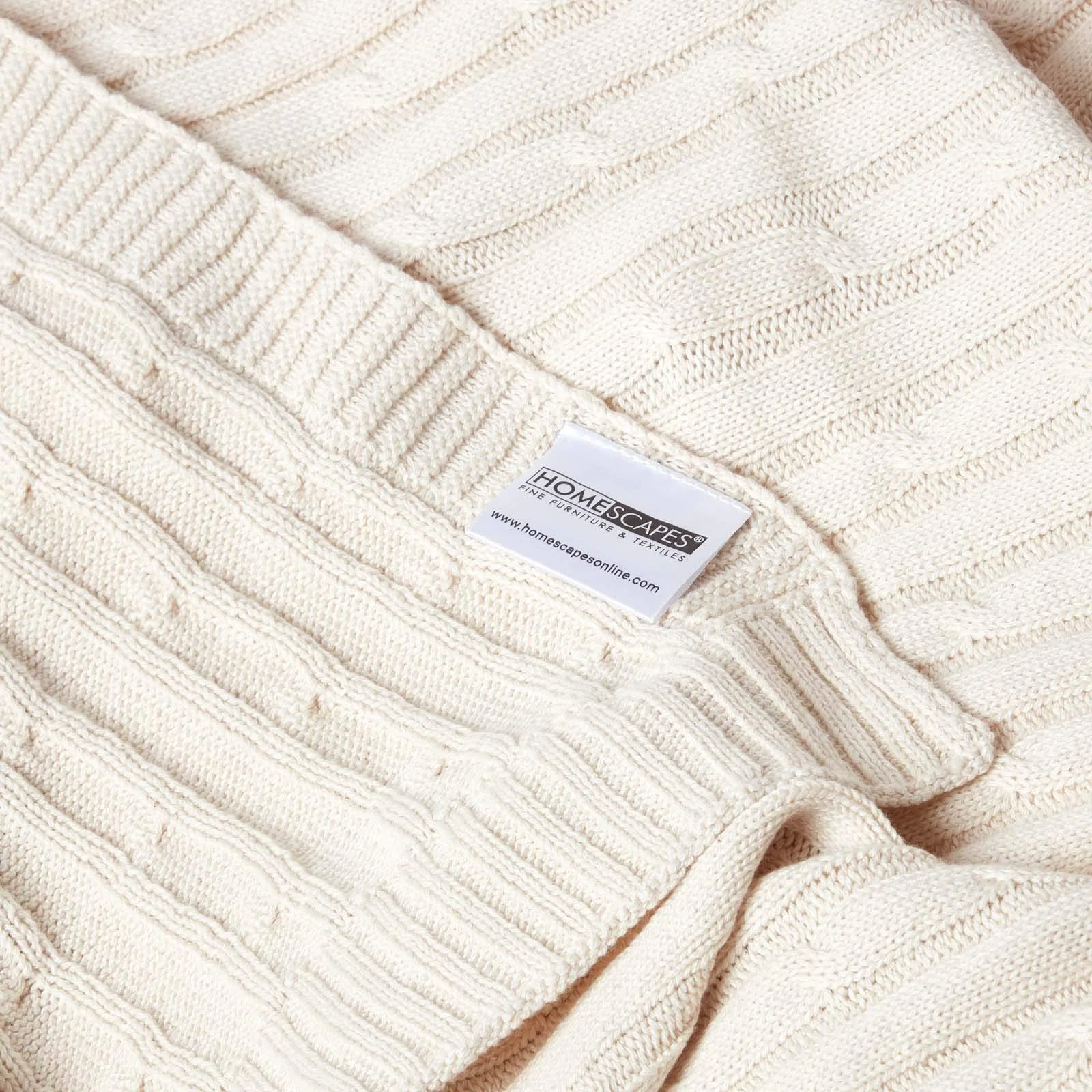 Плед Homescapes Cable Knit Натуральный 130 x 170 см, фото №8