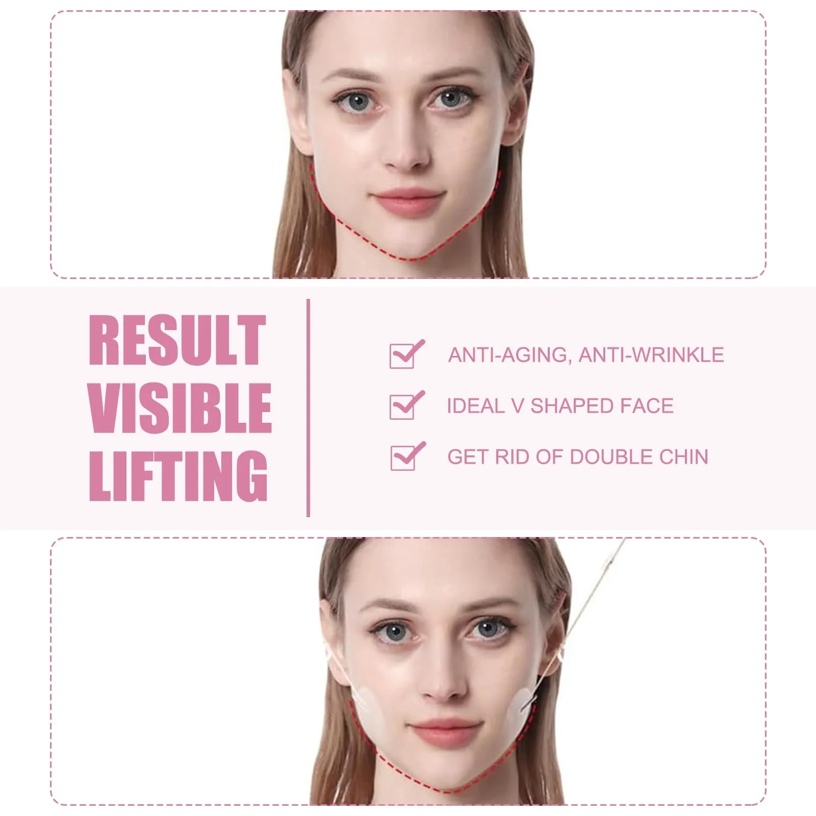 Стрічки для підтяжки обличчя 40 шт, невидимі патчі проти зморшок для миттєвої підтяжки, фото №3