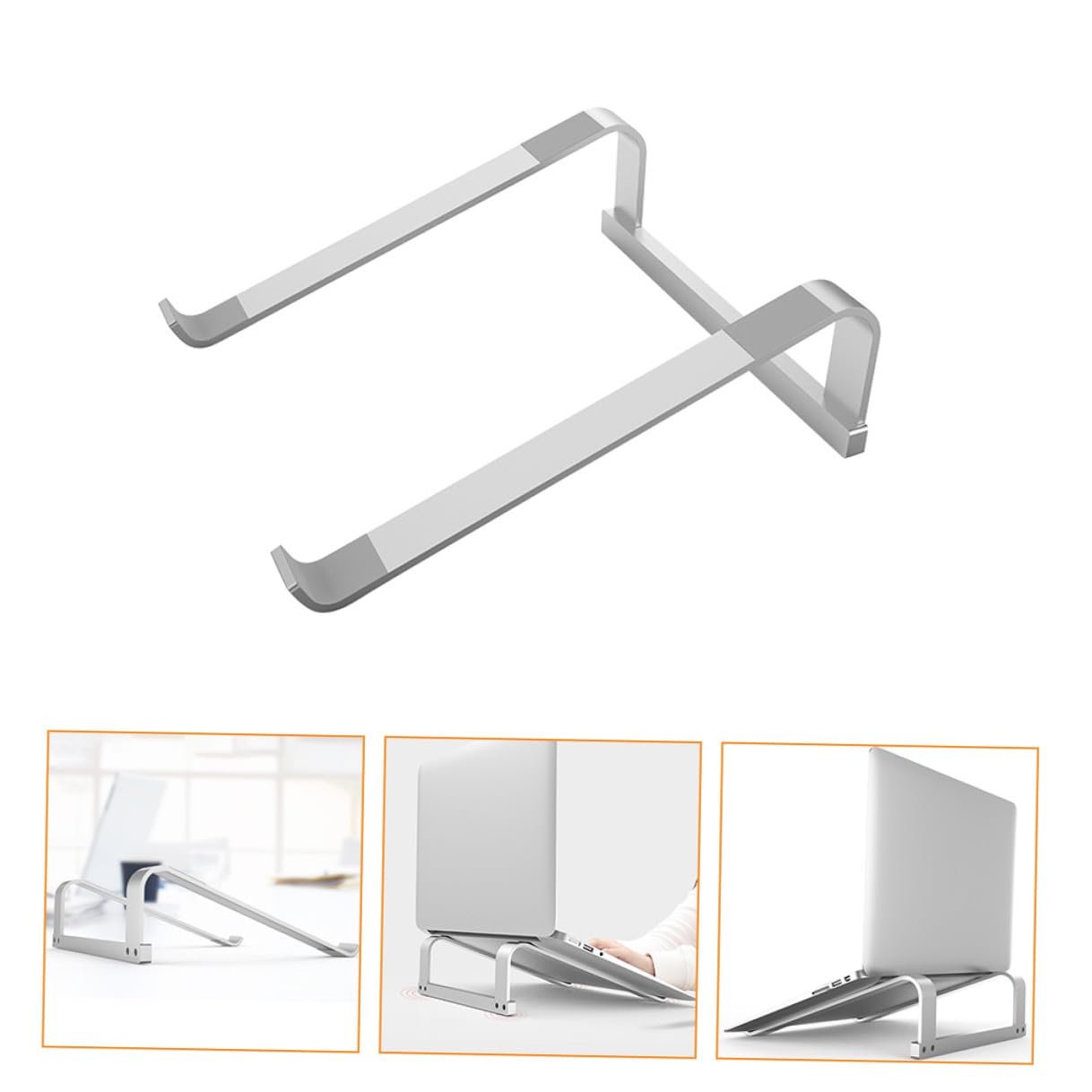 Підставка для ноутбука Praktischer з алюмінієвого сплаву, вентильована, портативна, срібляста, фото №6