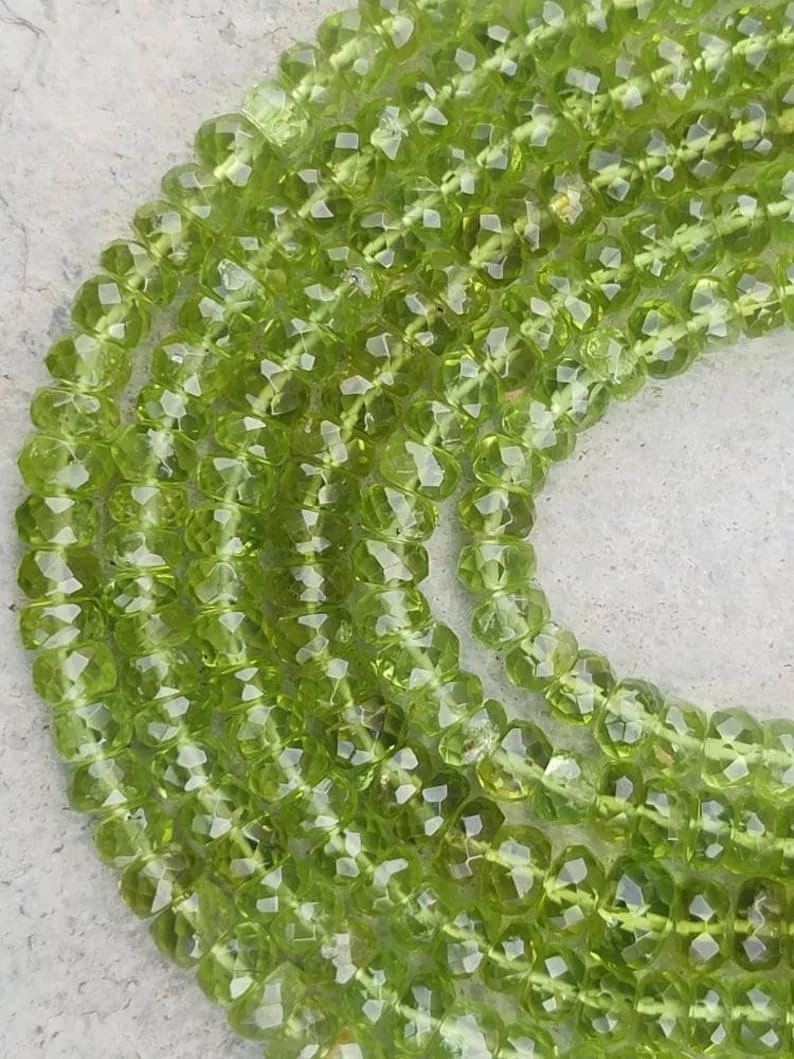 Бусины Peridot Натуральный Roundelle Граненые 5 мм, нить длиной 33 см, ожерелья, браслета, фото №3