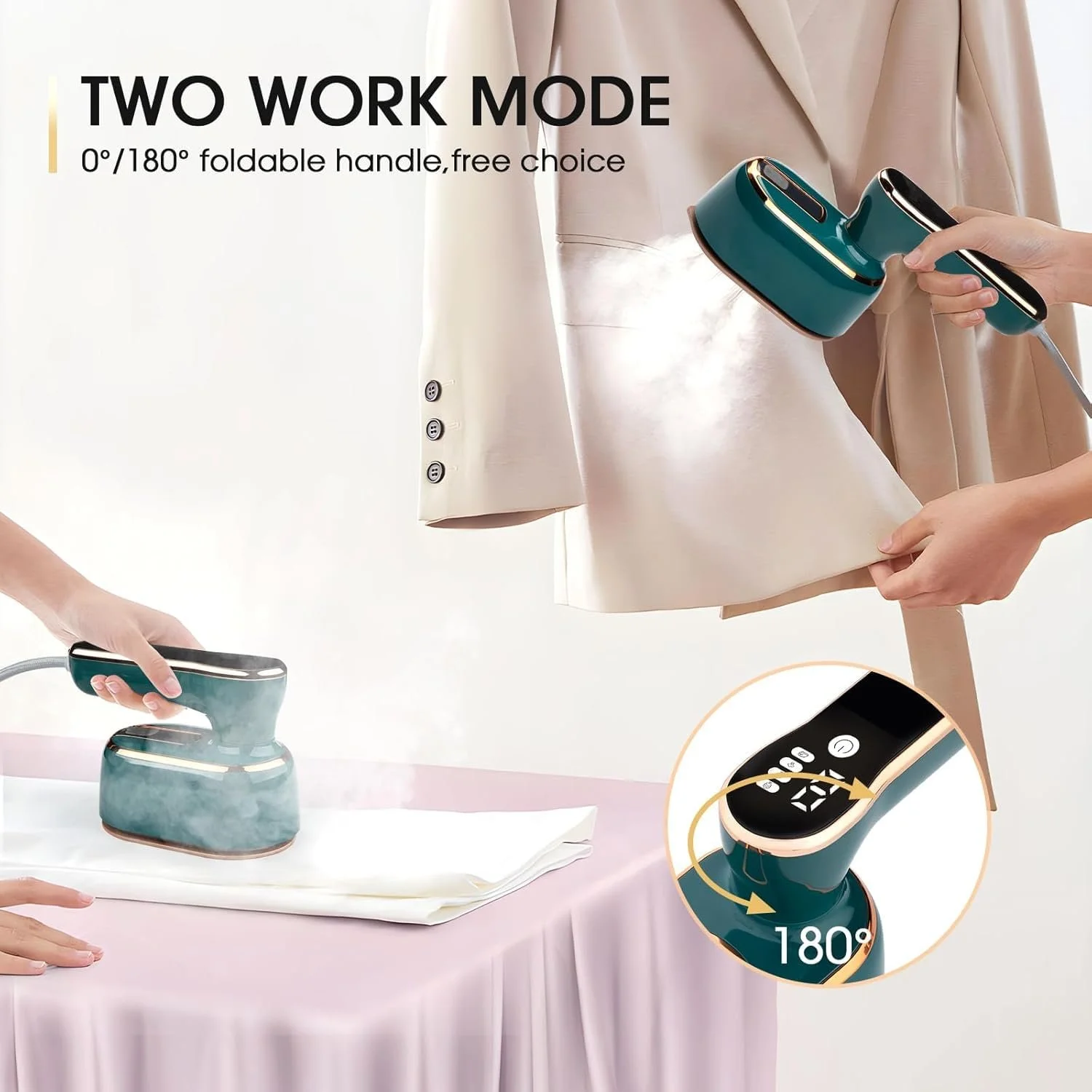 Міні-парова праска 1000 W 15s 100 ml Зелений, фото №3