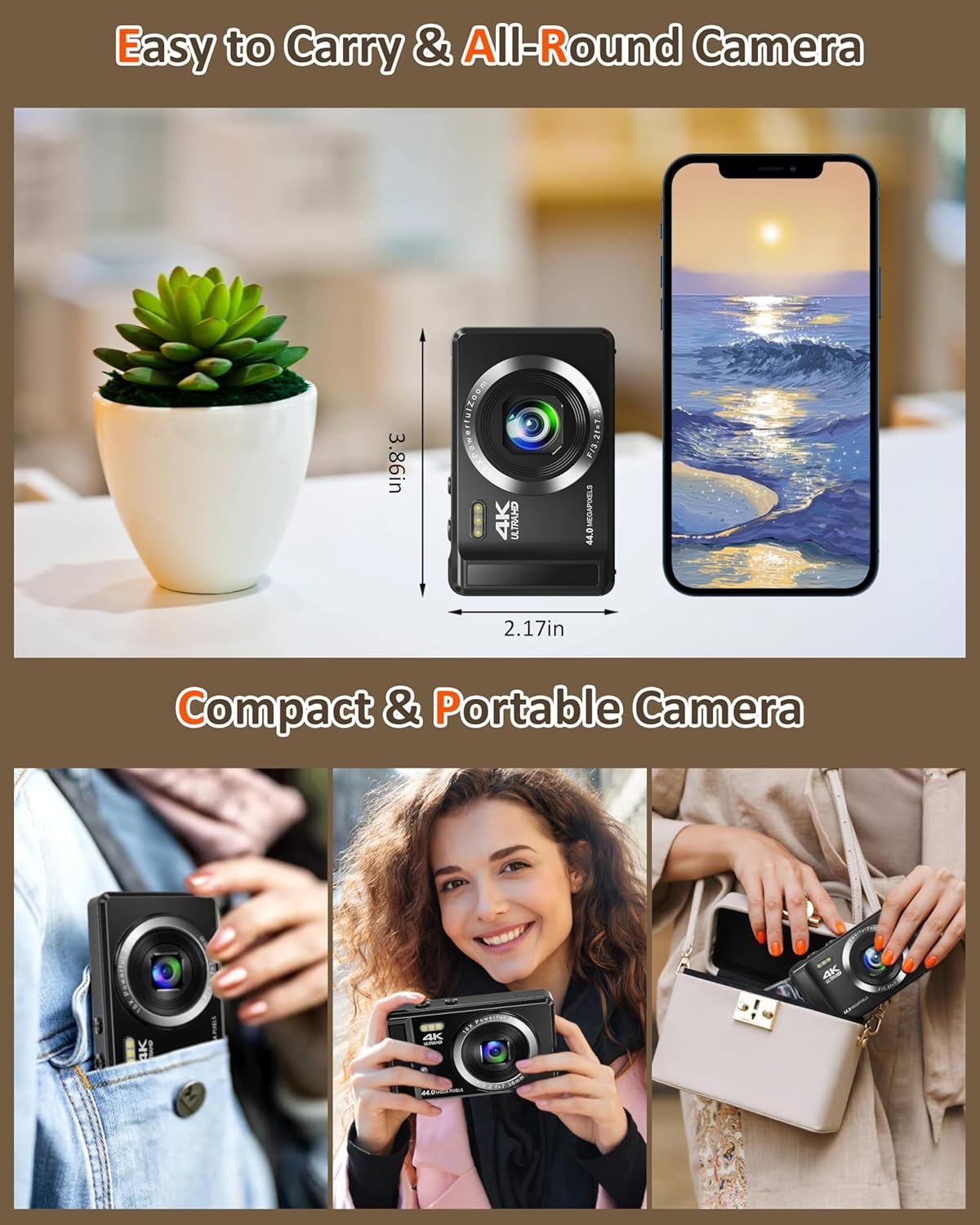 Фотоапарат SINEXE 16Мп / CMOS / 4K / 16Х зум / Чорний, фото №6