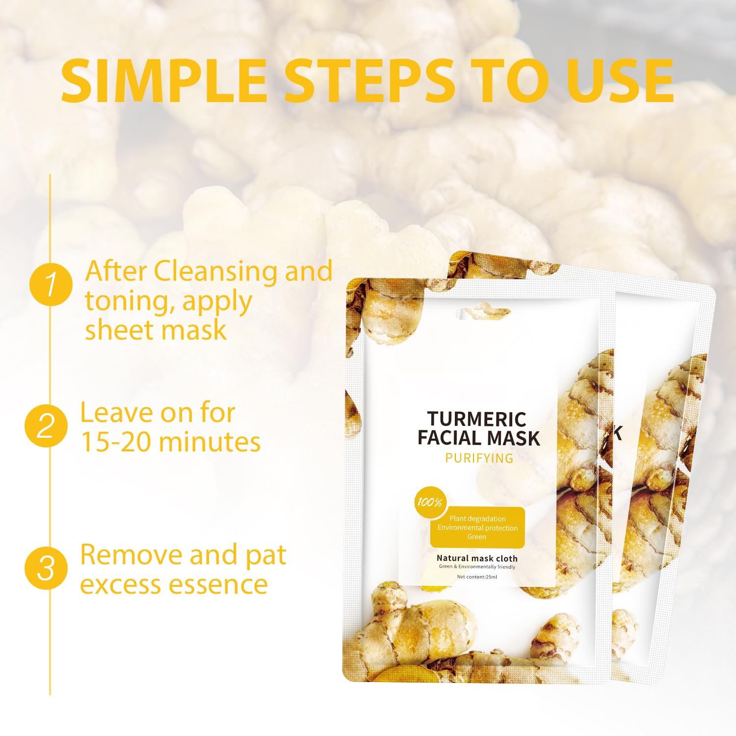 Маска для обличчя Turmeric (10 шт. в упаковці), фото №6