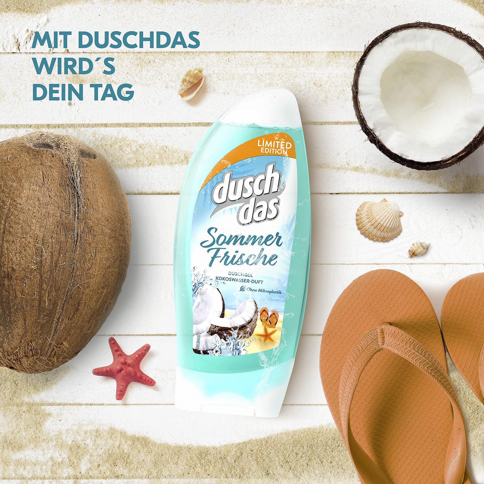 Гель для душу Duschdas Sommer Frische Limited Edition аромат кокосової води 6 x 250 мл 1500 мл, фото №4