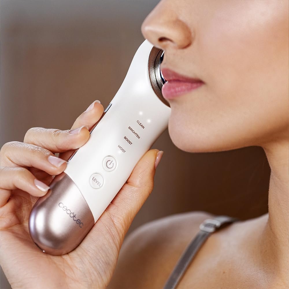 Пристрій для тонізації обличчя Cecotec Facecare Skinroutine, засіб для вмивання обличчя, пристрій для темних кіл, масажер з фототерапією, пов'язка на голову та підплічники, фото №10