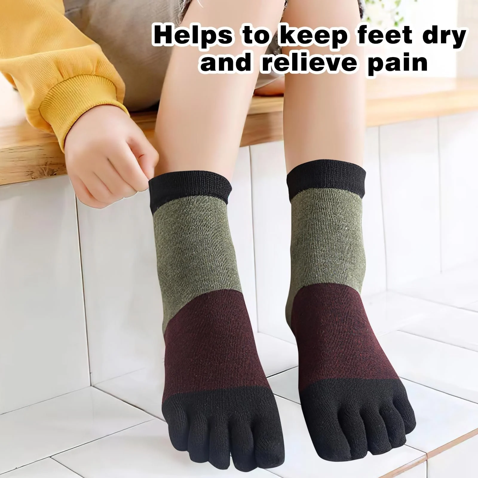 Шкарпетки з пальцями жіночі бавовняні, спортивні (4 пари), фото №6