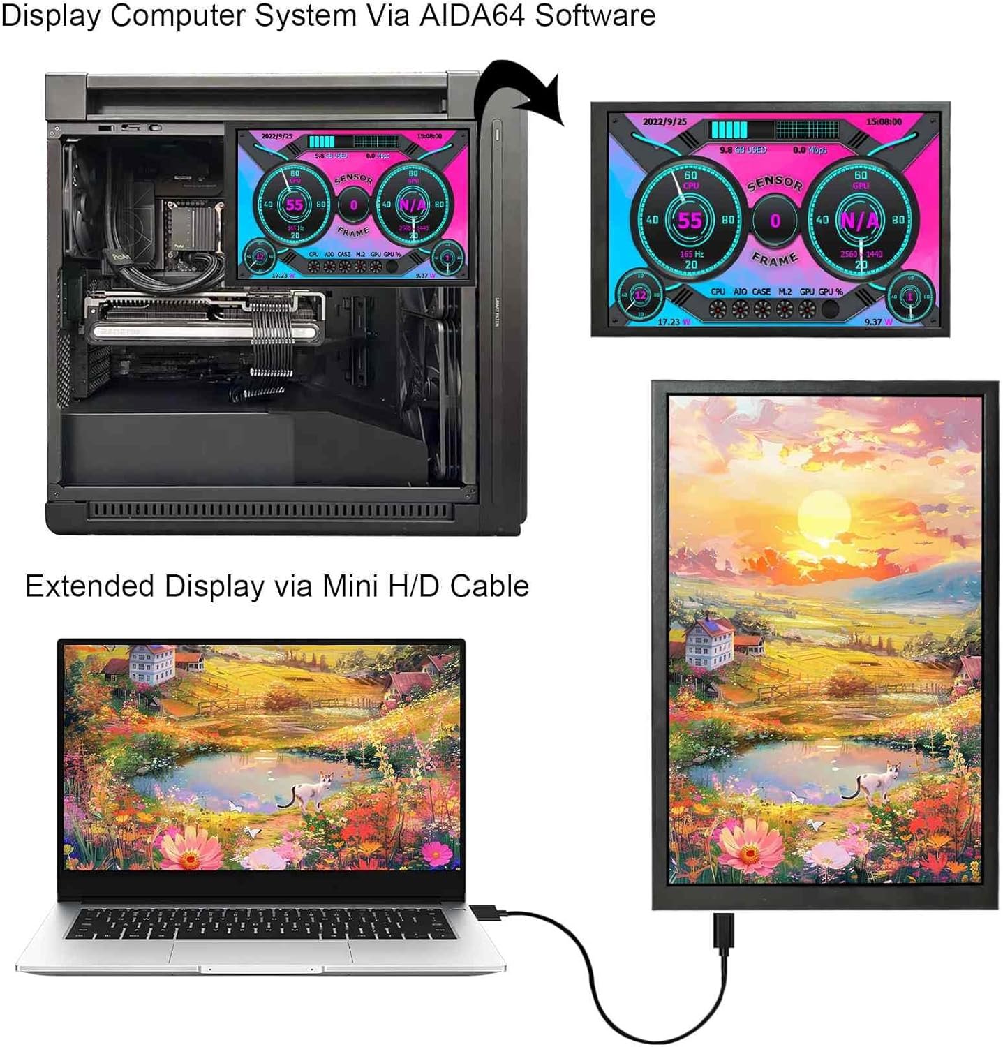 Монитор портативный 8" VSDISPLAY VS080ZJ-001 HD IPS 60 Гц, фото №2