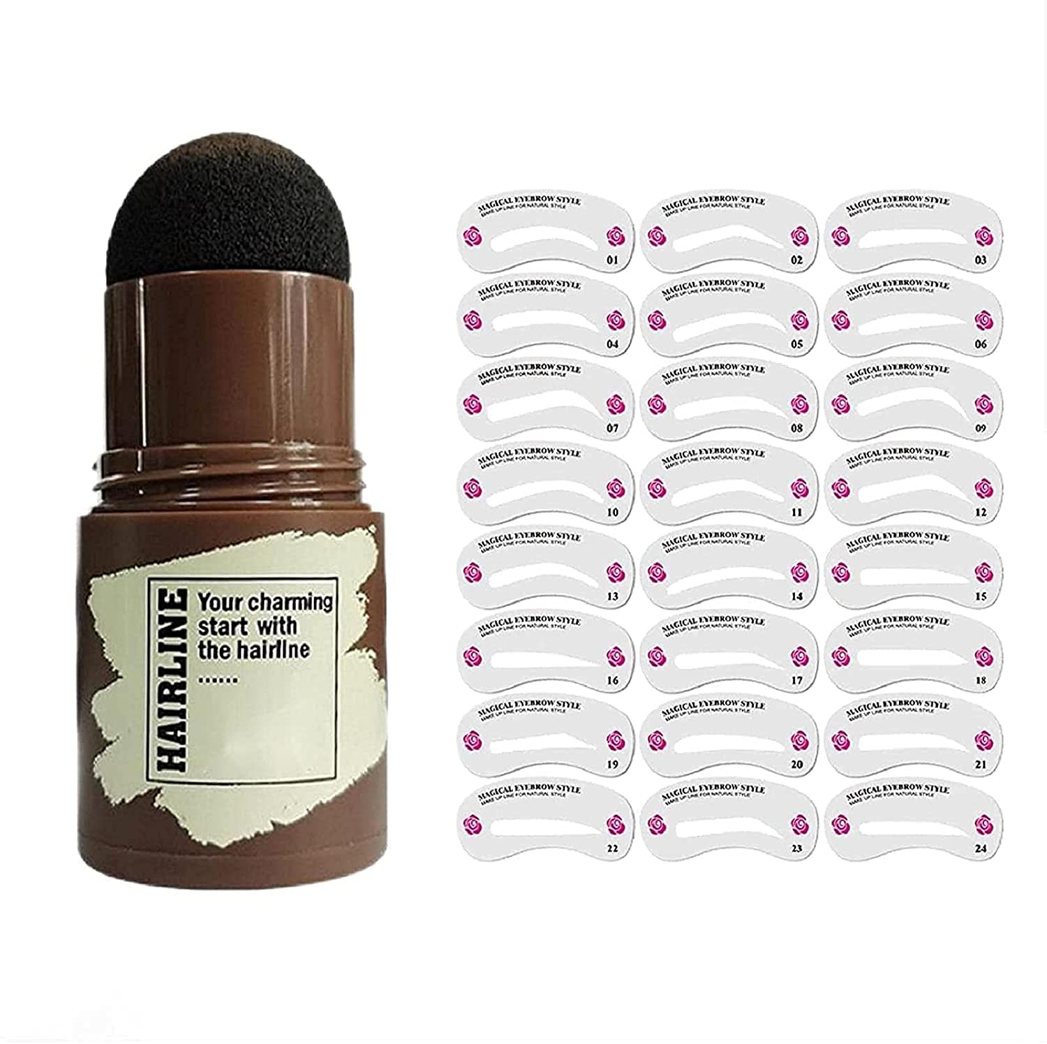 Штамп для брів Набір трафаретів з пудрою 24 форми Водостійкий, фото №1