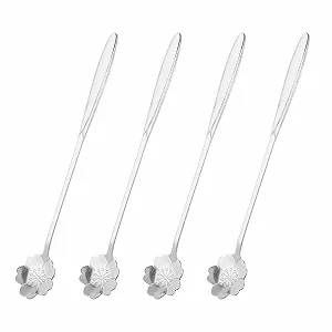 Ложка QUARKZMAN Набор из 4 ложек из нержавеющей стали Цветок 18 см серебряный - Фото 1