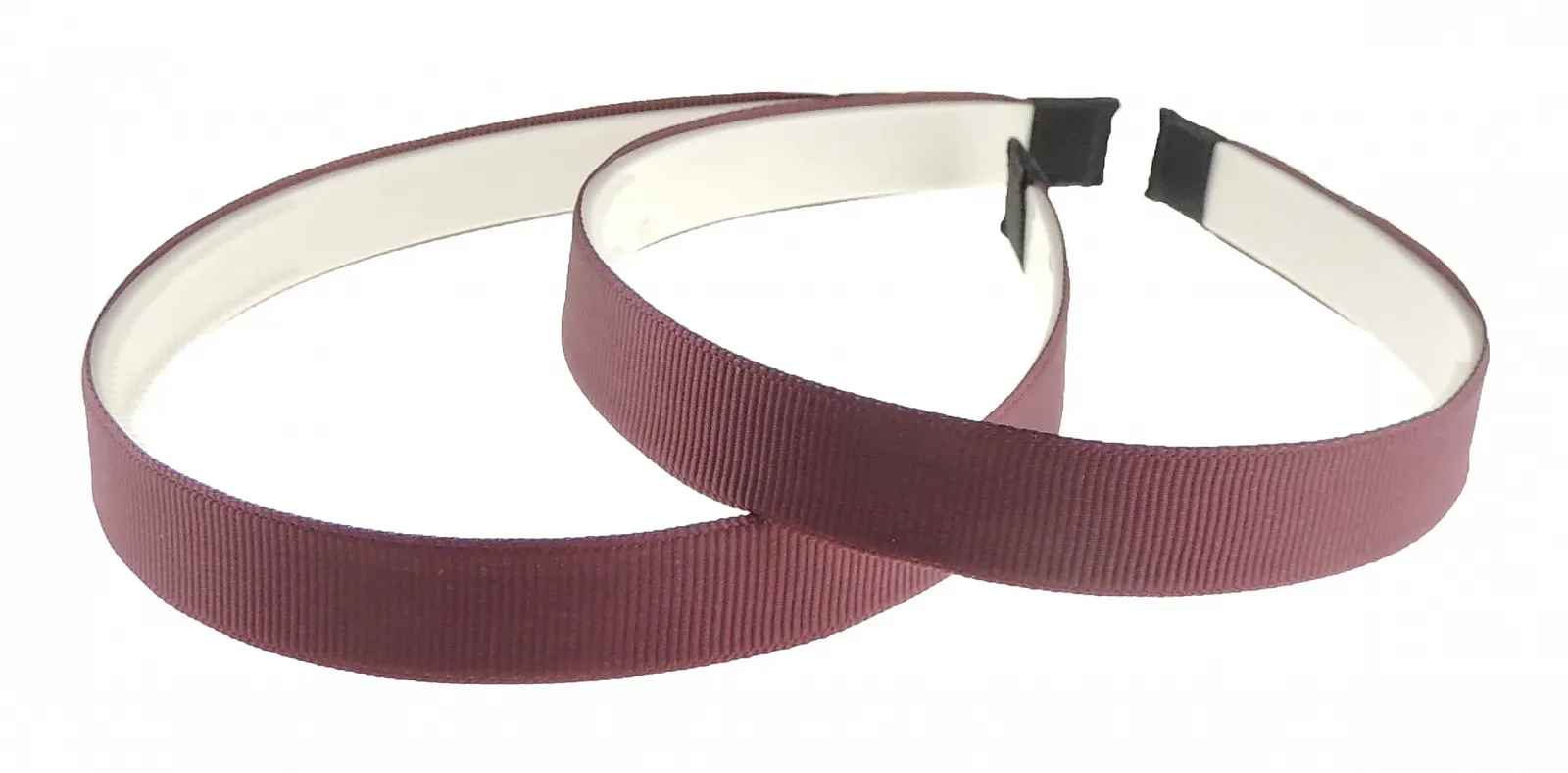 Обруч для волосся Атласна стрічка в рубчик Бордовий 15 мм з білими зубчиками, фото №1