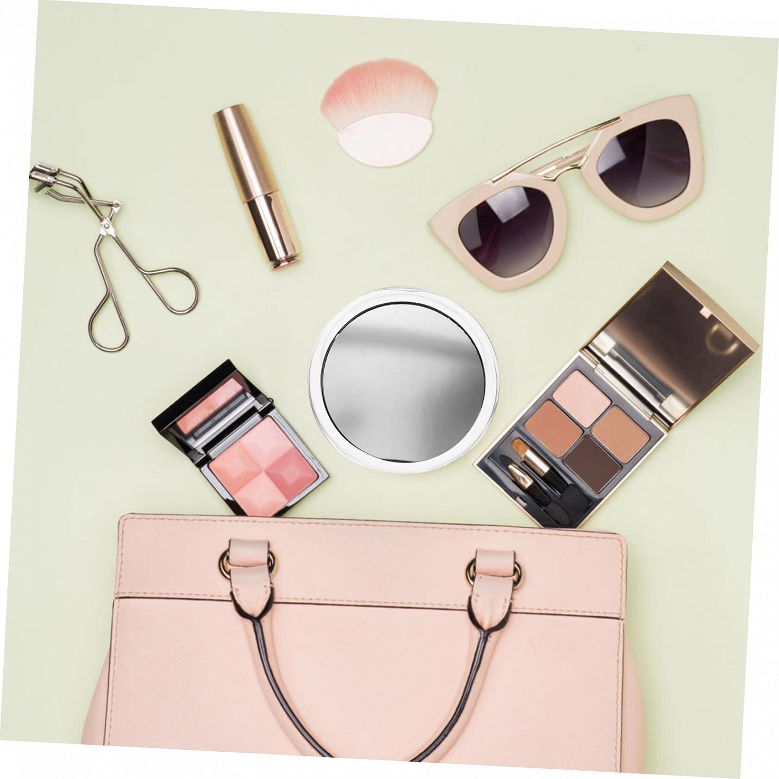 Зеркало Angoily 5St Lupe С закругленными краями круглое ручное Зеркало косметическое маленькое с круглой лупой стекло дорожное с присоской pp, фото №3