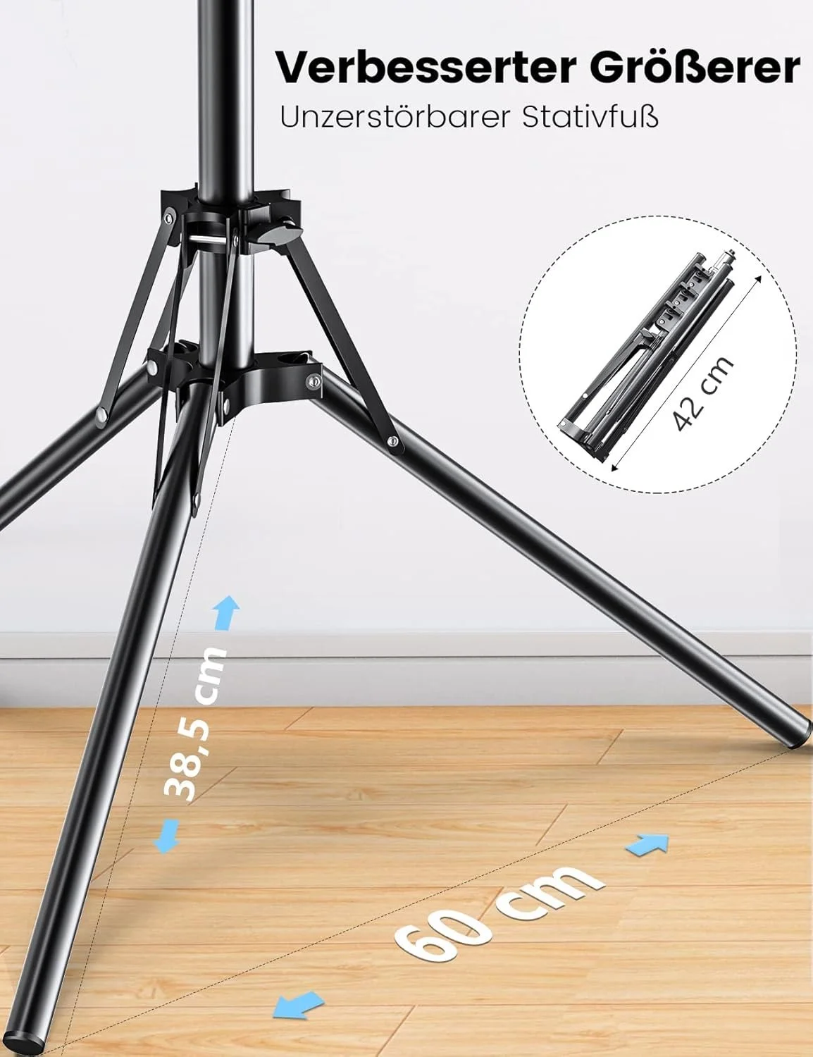 Кільцева лампа Pnitri PNR01 32 см з штативом для телефона Чорний, фото №4