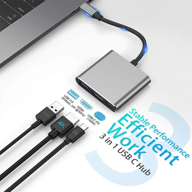 USB-хаб Onvian адаптер HUB 3in1 USB-C to USB 3.0/HDMI/USB-C для Nintendo Switch, NoteBook, фото №2