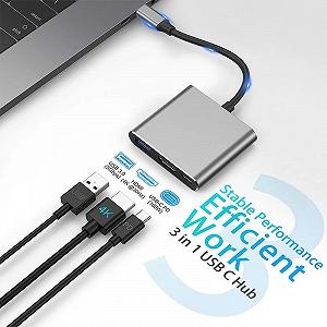 USB-хаб Onvian адаптер HUB 3in1 USB-C to USB 3.0/HDMI/USB-C для Nintendo Switch, NoteBook synthetic.ua - Фото 1