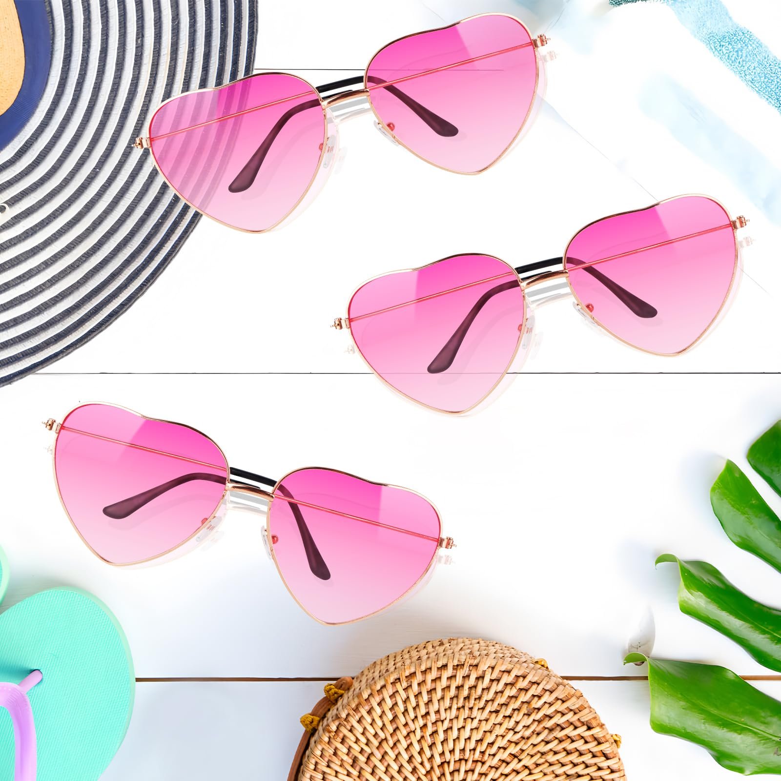 Солнцезащитные очки Сердце TOPBELIEF 3 пары Красные, фото №5