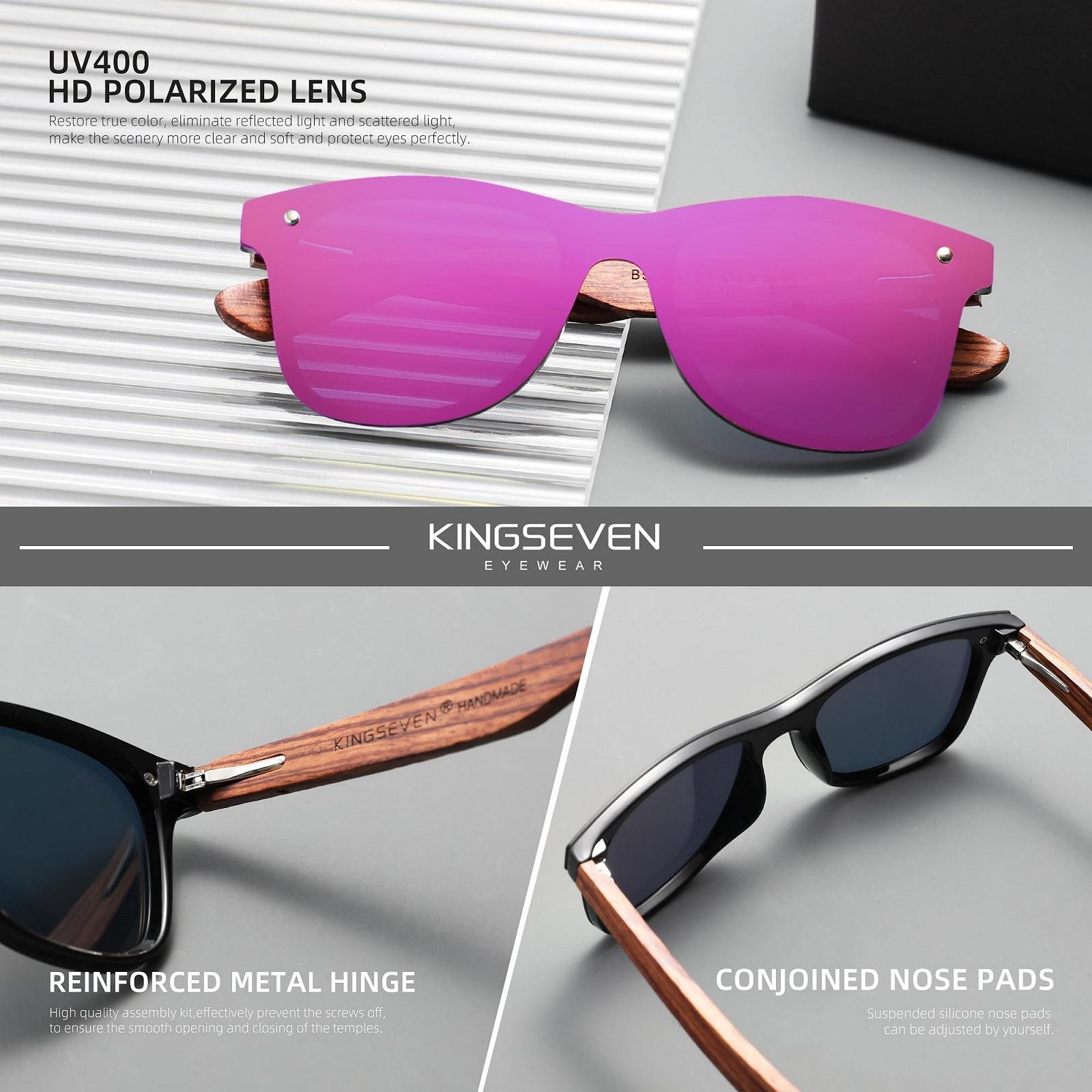 Сонцезахисні окуляри KINGSEVEN Bubinga Поляризовані Ретро Вінтаж Стильний дизайн для чоловіків і жінок, фото №3