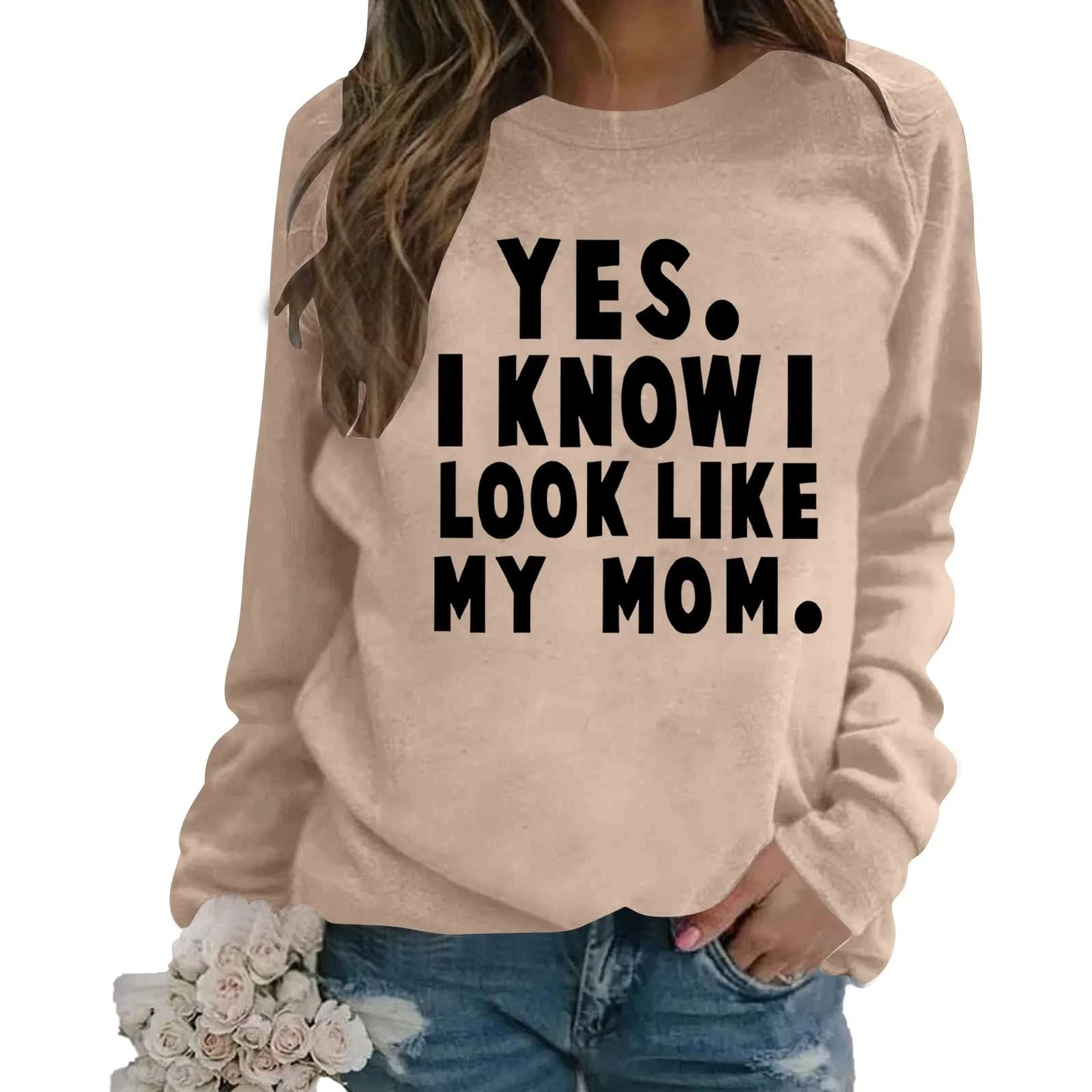 Туника Vhersily Женский пуловер Женский На шею Смешной принт Без капюшона Толстовки Длинный рукав Толстовки Большой размер Элегантные платья Красная футболка Длинный рукав, фото №4