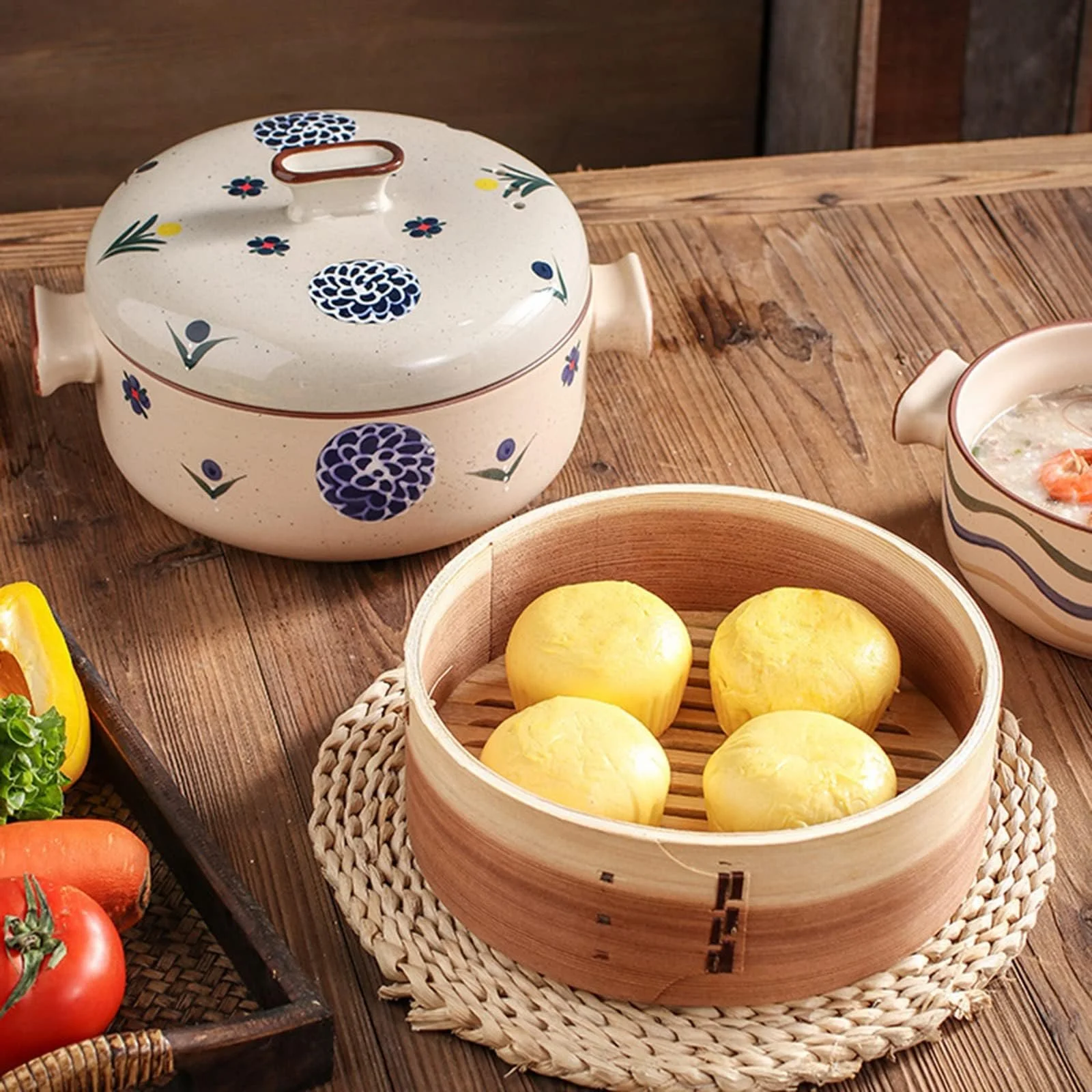 Каструля керамічна RSBFER C з бамбуковим кошиком-пароваркою 1.5 L, фото №4 Каструля керамічна RSBFER C з бамбуковим кошиком-пароваркою 1.5 L, фото №4