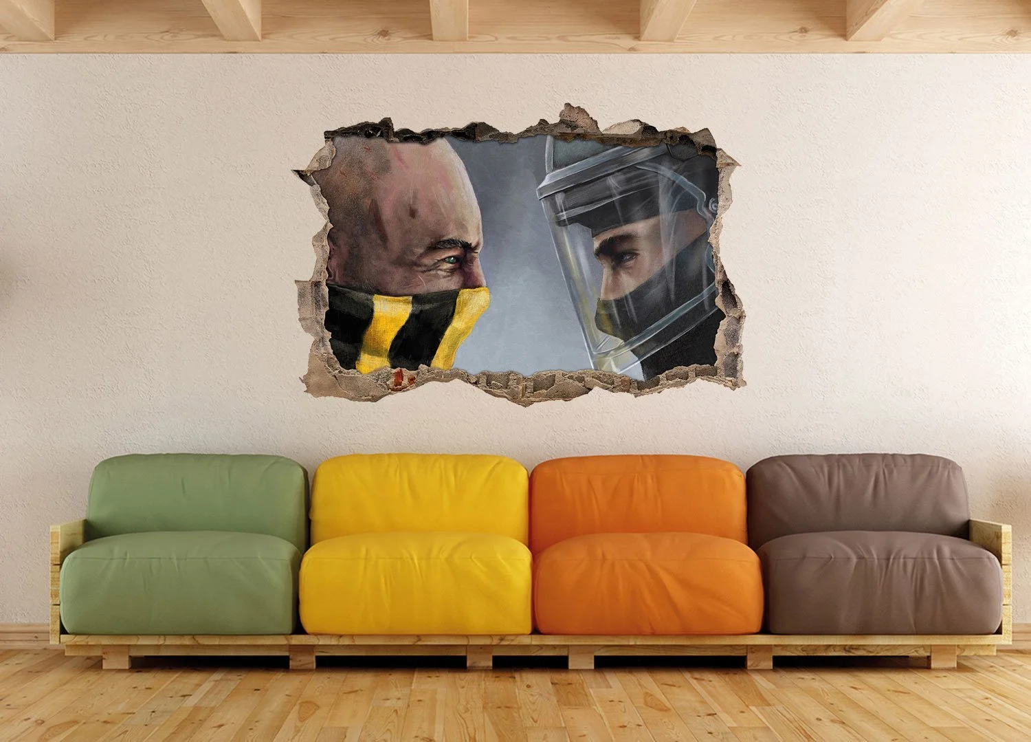 Наклейка на стену Face of Police 3D Виниловая Черно-желтая, фото №3