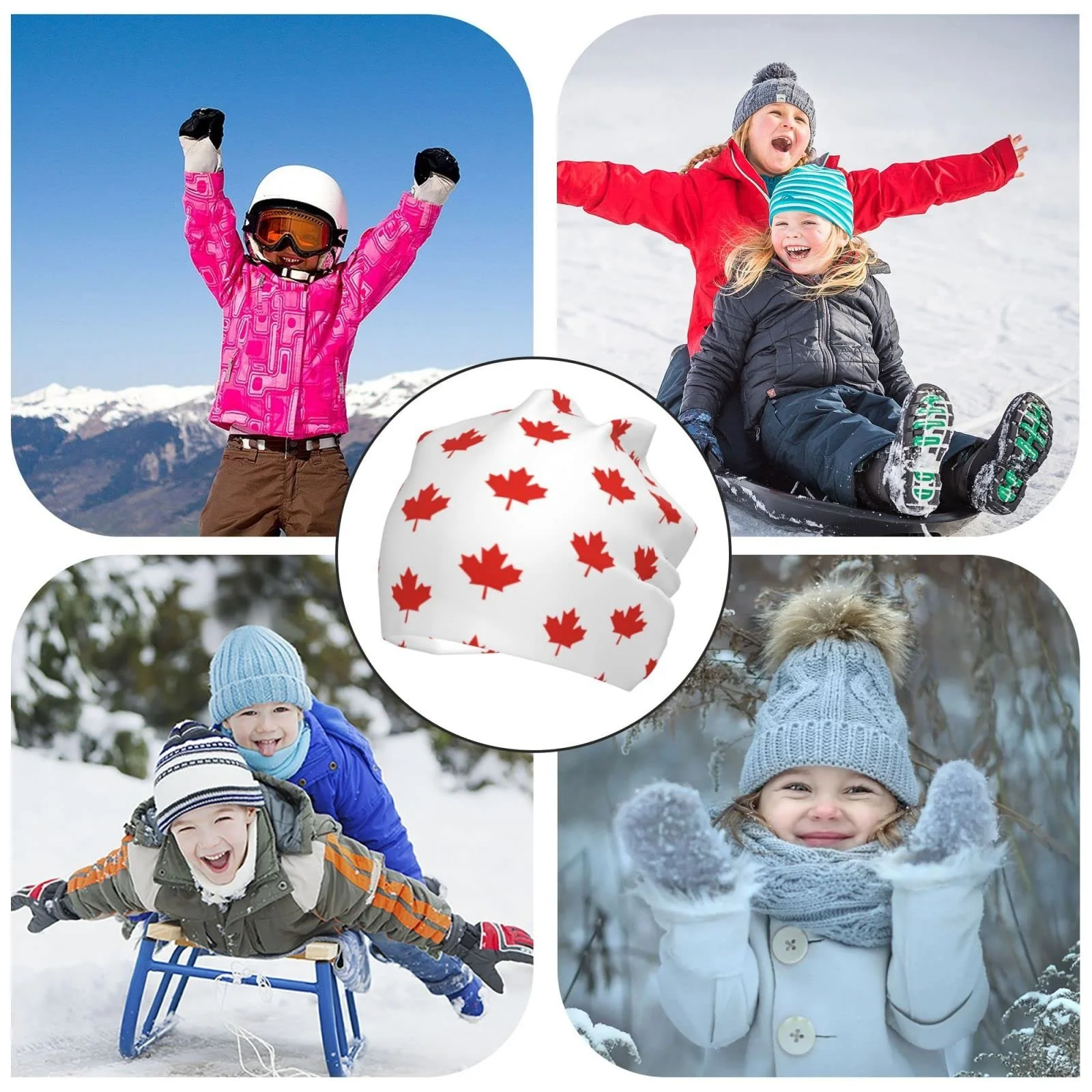 Шапка LOUJIN Canada Maple Leaf Slouchy для хлопчиків та дівчаток, в'язана, тепла, One Size, фото №8