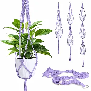 Подвесные корзины макраме XXXFLOWER Хлопковая веревка Фиолетовый 3 шт. - Фото 1