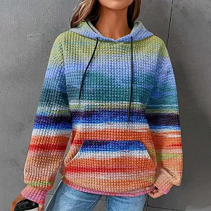 Женская толстовка на кулиске Пуловер Топы Повседневный принт Худи Элегантный шик Спортивная куртка Мода Длинные рукава Куртка-толстовка Удобная с капюшоном и карманами Тренировочная куртка Высокое качество synthetic.ua - Фото 1