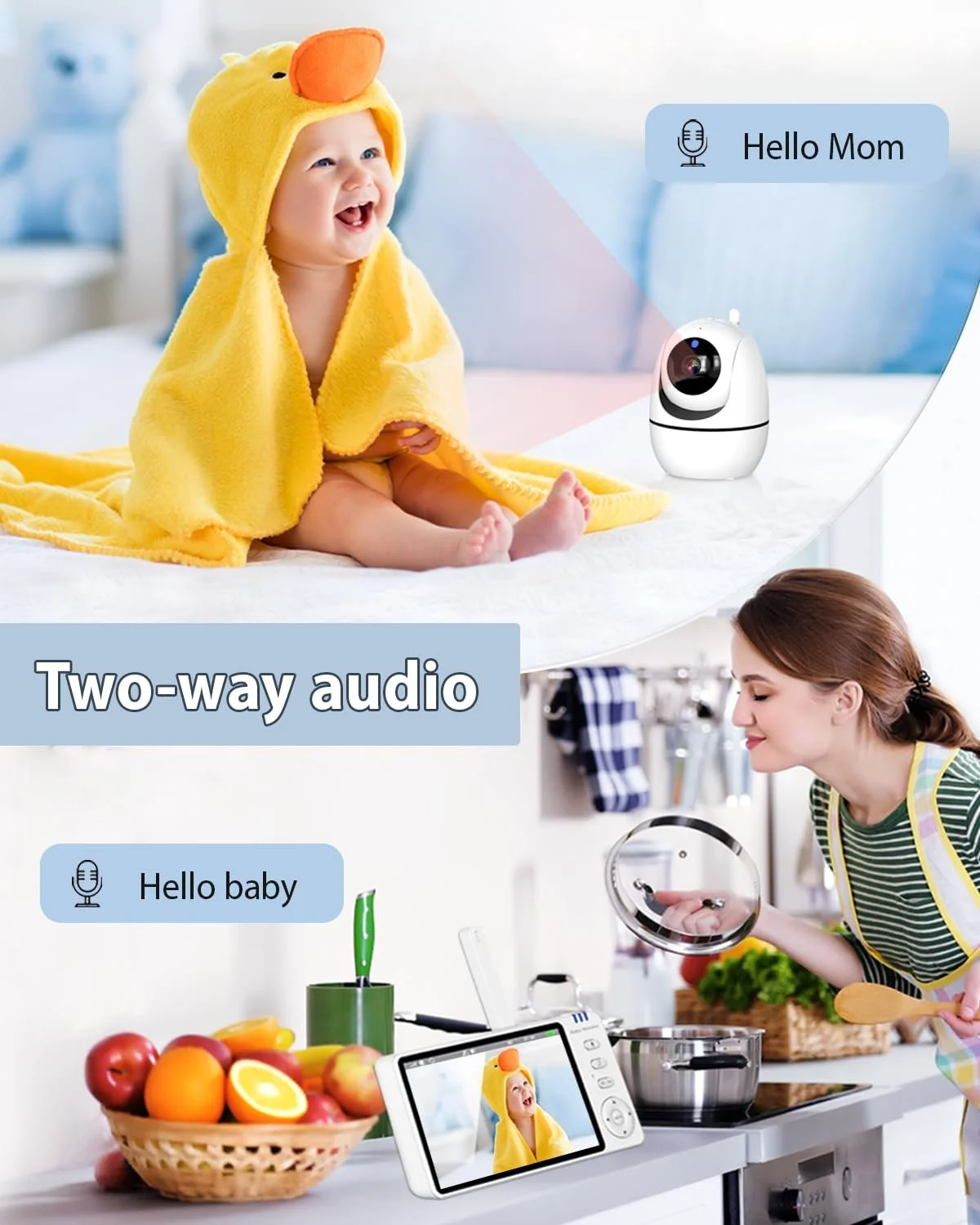 Відеоняня Ade 5 дюймів 720P HD IPS 300 м VOX 3500 mAh, фото №4