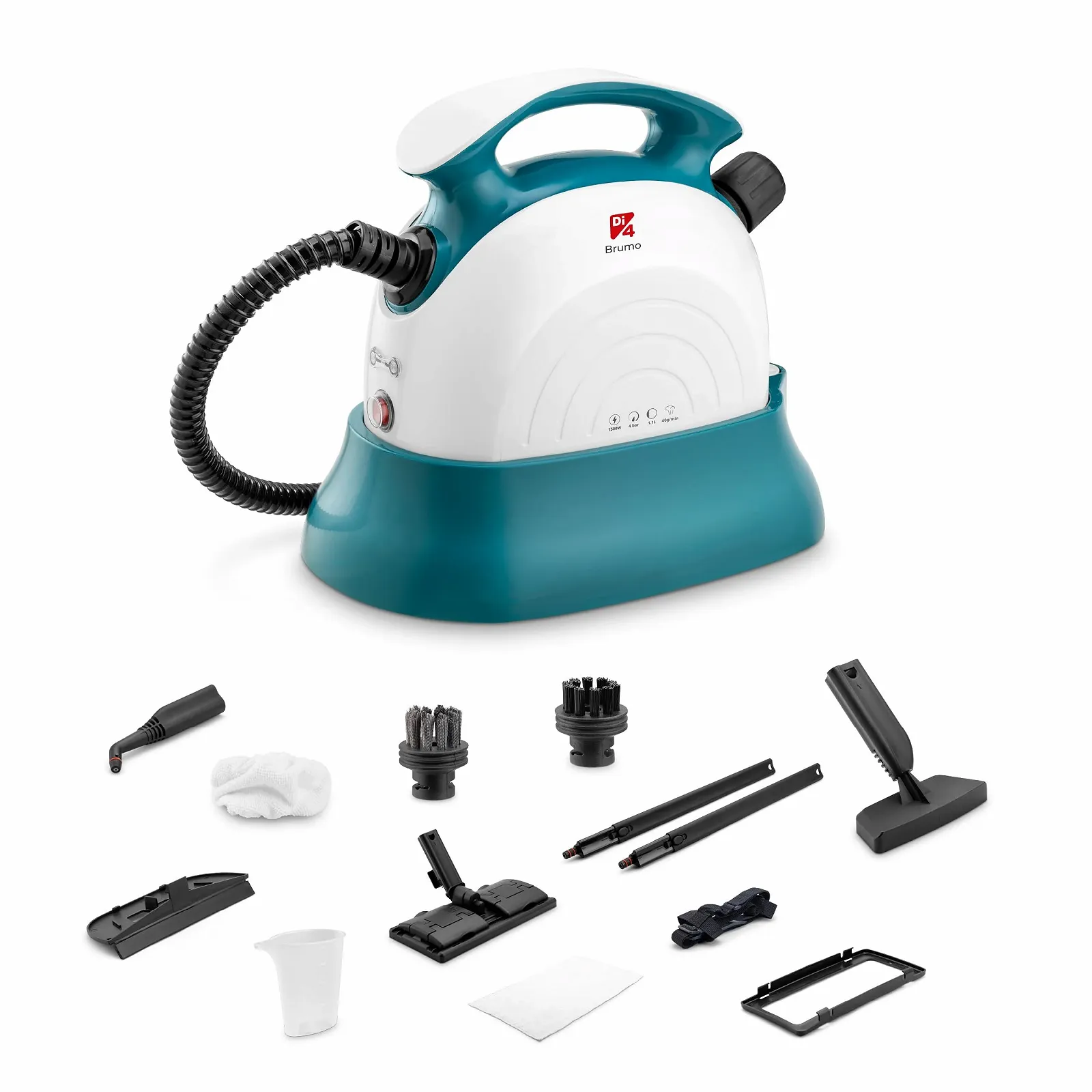 Пароочисник Di4 Brumo 1500 W 4 бар 1.1 л 22 хвилини 12 аксесуарів, фото №1