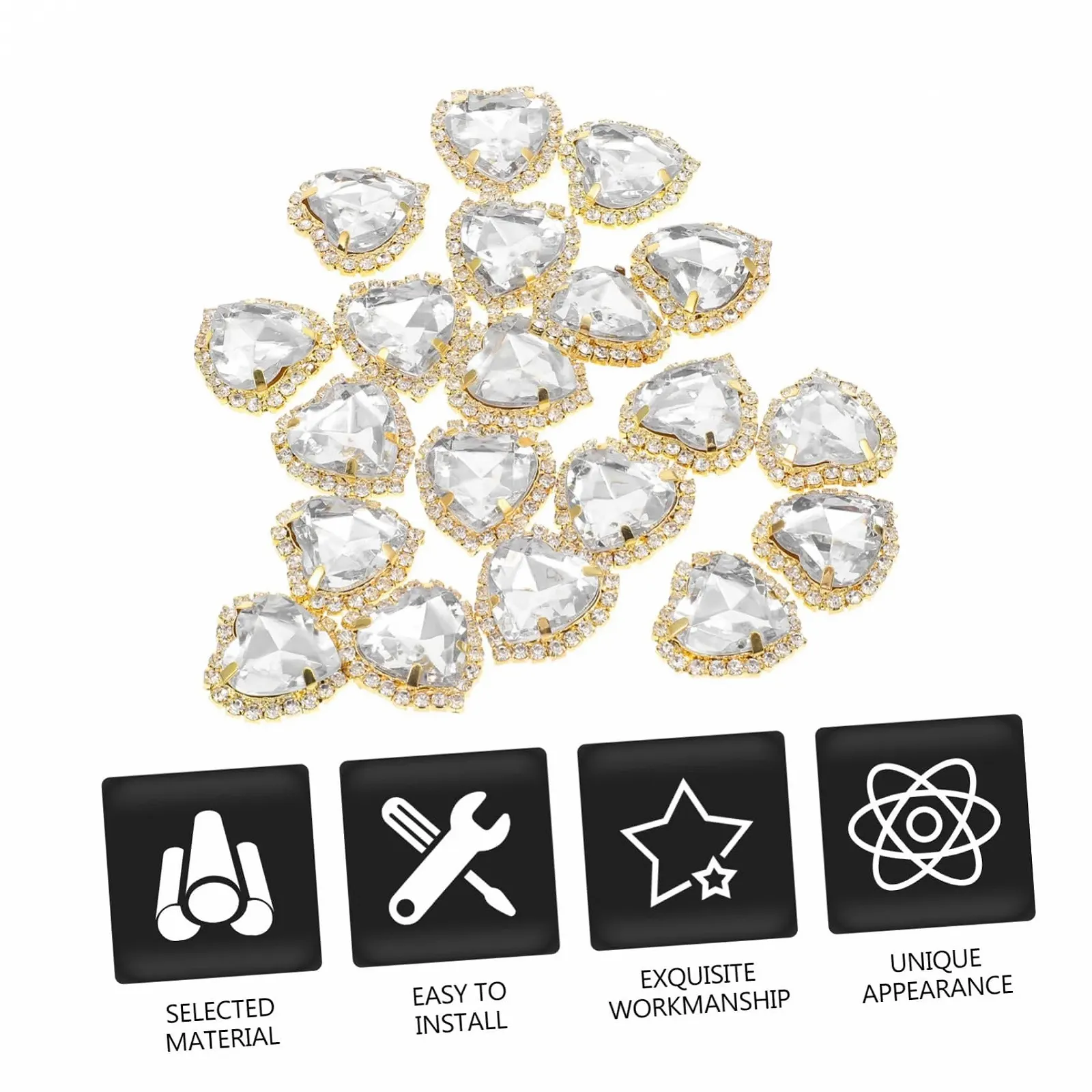 Пришивные кристаллы Lurrose Сердце, 20 шт, фото №5