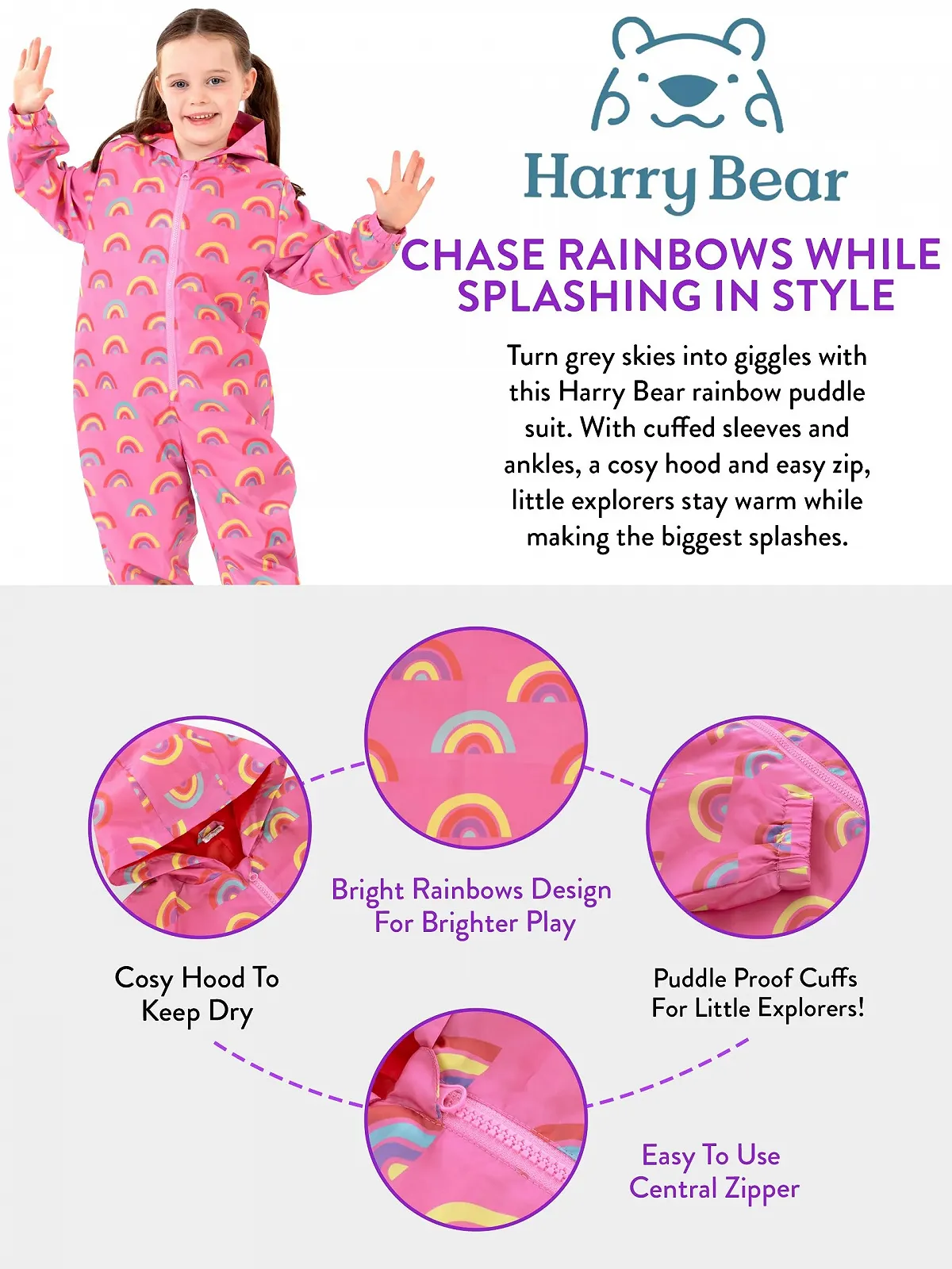 Дитячий непромокальний комбінезон Harry Bear Динозавр або Веселка, фото №6
