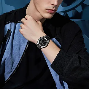 Часы Silverora Мужские Кожаные Steampunk Наручные часы: Punk ДЕКОРАТИВНЫЕ трехокие Аналоговые Кварцевые часы Мужские Широкие Многослойные Наручные часы из настоящей кожи для мужчин synthetic.ua - Фото 1