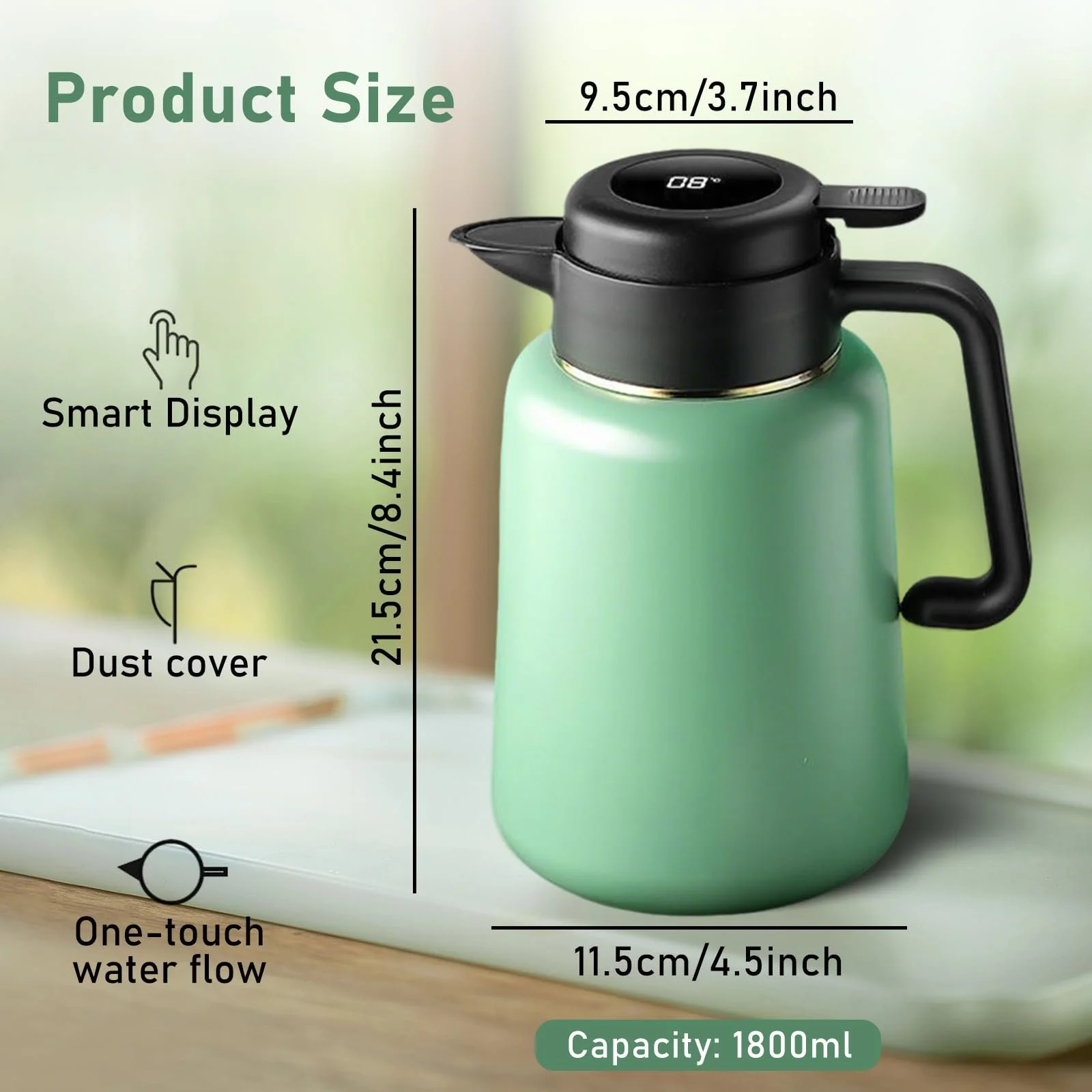 Термос Кавник Thermos, 1.8 л з дисплеєм температури, Термос для кави, чаю та молока, фото №2