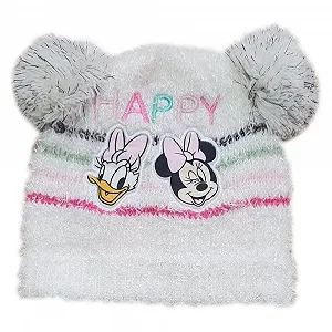 Детская шапка с помпонами Minnie Mouse Disney Зимняя шапка с 2 помпонами, Белая - Фото 1