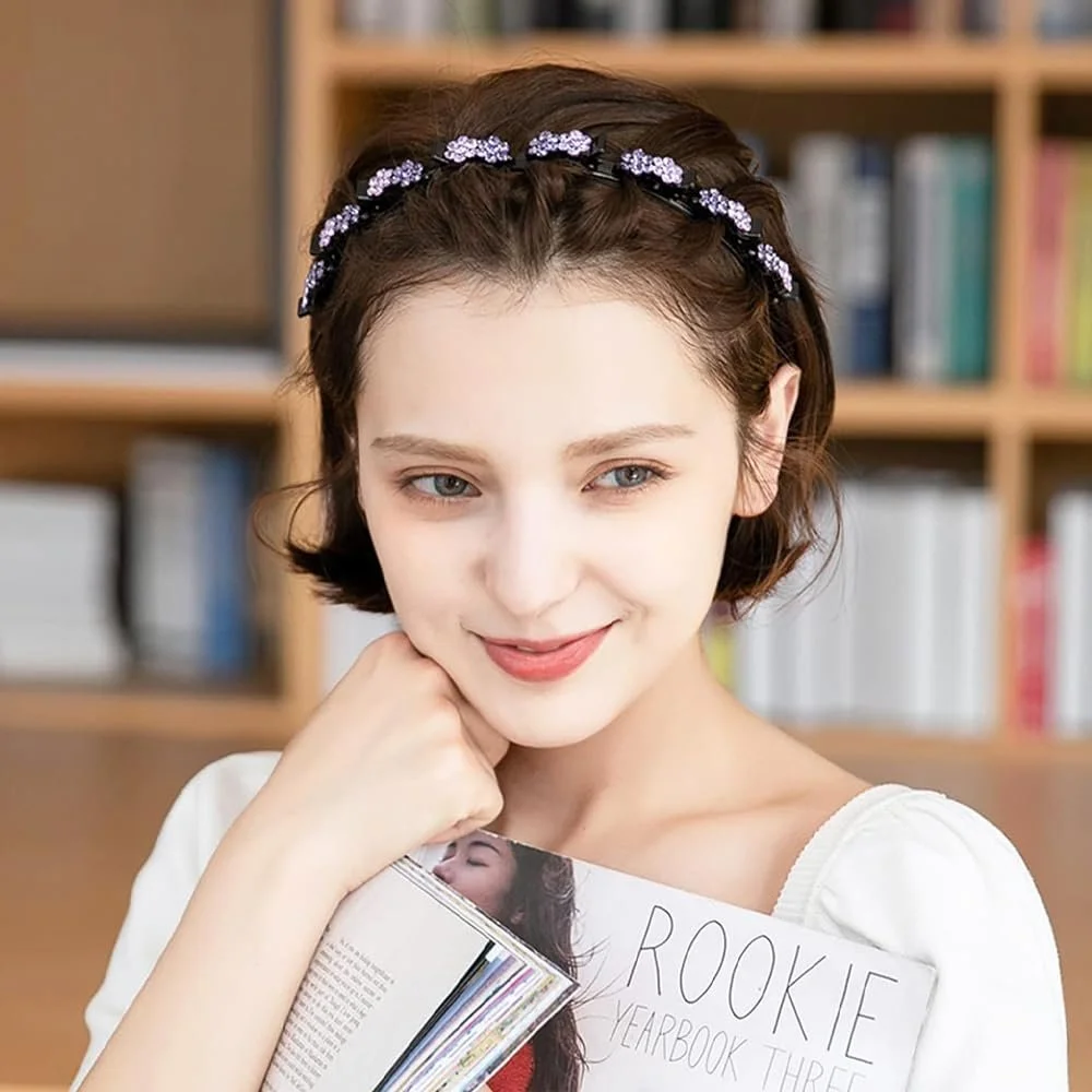 Обруч для волосся з кліпсами 2 шт, рожевий + фіолетовий, фото №6 Обруч для волосся з кліпсами 2 шт, рожевий + фіолетовий, фото №6