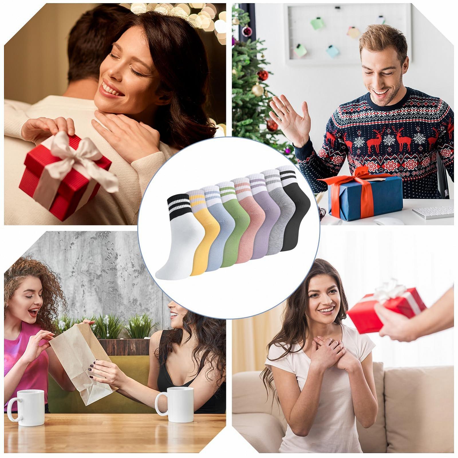 Женские носки 8 пар Спортивные носки для тенниса Разноцветные носки Ретро носки в полоску Хлопковые носки 38-42, фото №7