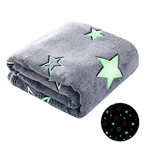 Плед Winthome Плюшевый Микрофибра Звезды Серый 120 x 150 см - Фото 1