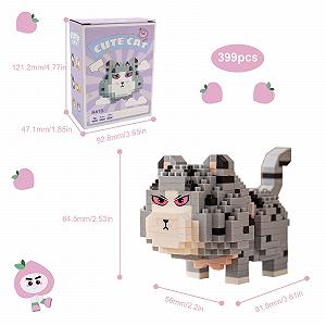 Конструктор KLEHOPE 399 нано блоків Micro Cat чорний, білий, сірий synthetic.ua - Фото 1