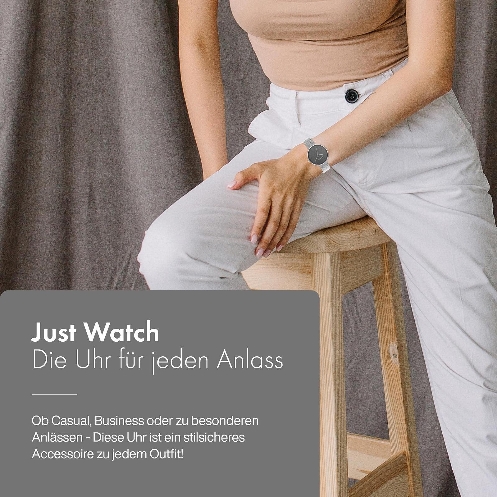 Женские часы JUST WATCH Floriane JW10182 Аналоговый Кварц Стальной Сетчатый Ремешок Цветы, фото №5