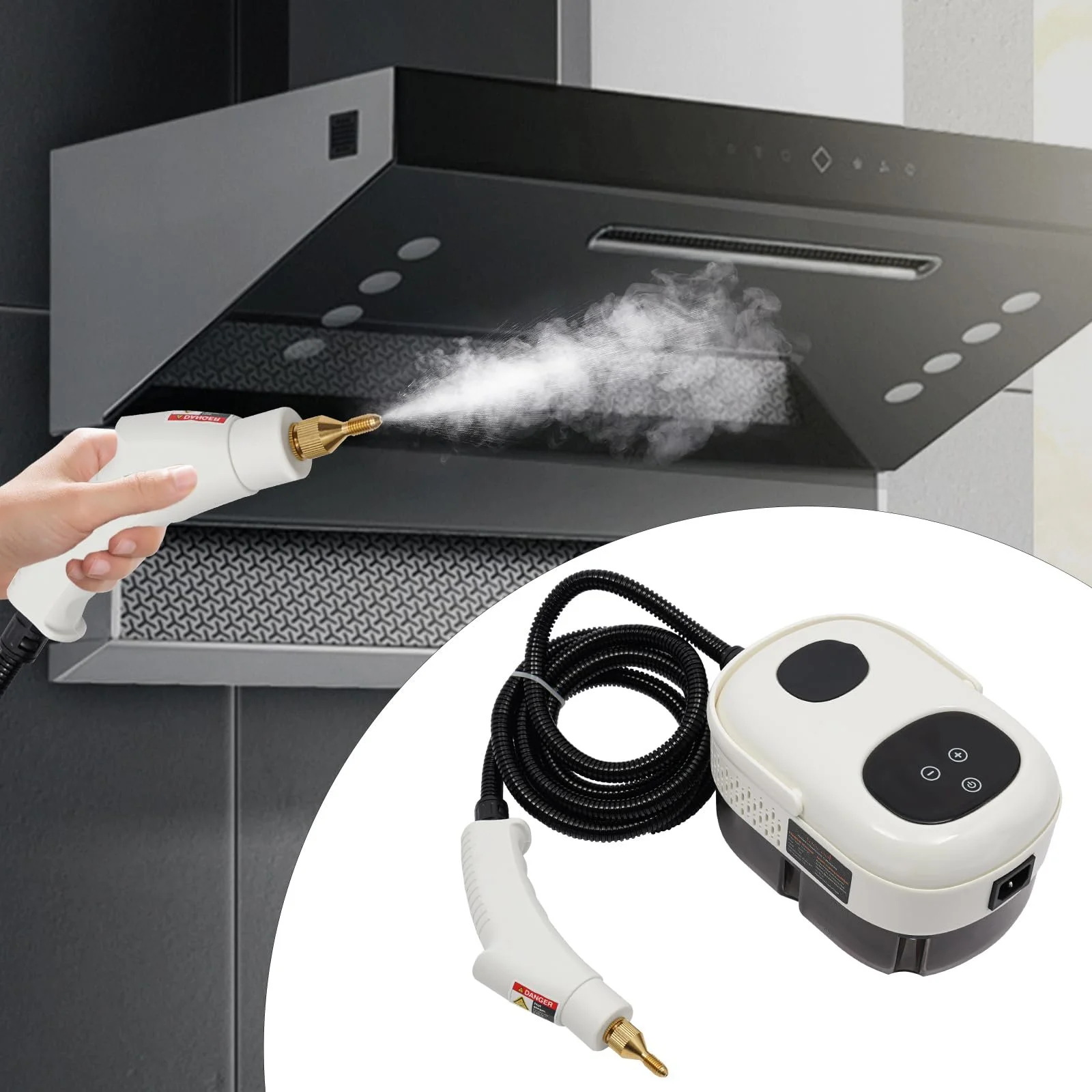 Пароочисник ручний 2500 W 3 Bar Білий з насадками-щітками, фото №7 Пароочисник ручний 2500 W 3 Bar Білий з насадками-щітками, фото №7