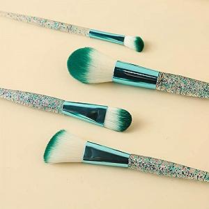 Набор кистей для макияжа Grendly Fashion 10 шт. Shinny Crystal для растушевки, контуринга лица, косметический набор - B synthetic.ua - Фото 1