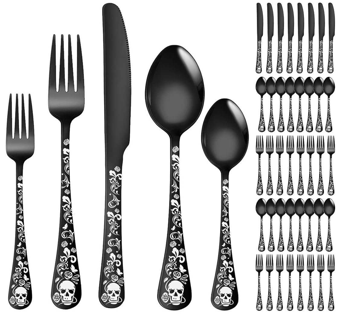 Набор столовых приборов XIAOYU Halloween Skeleton, 40 предметов, черный, фото №1 Набор столовых приборов XIAOYU Halloween Skeleton, 40 предметов, черный, фото №1