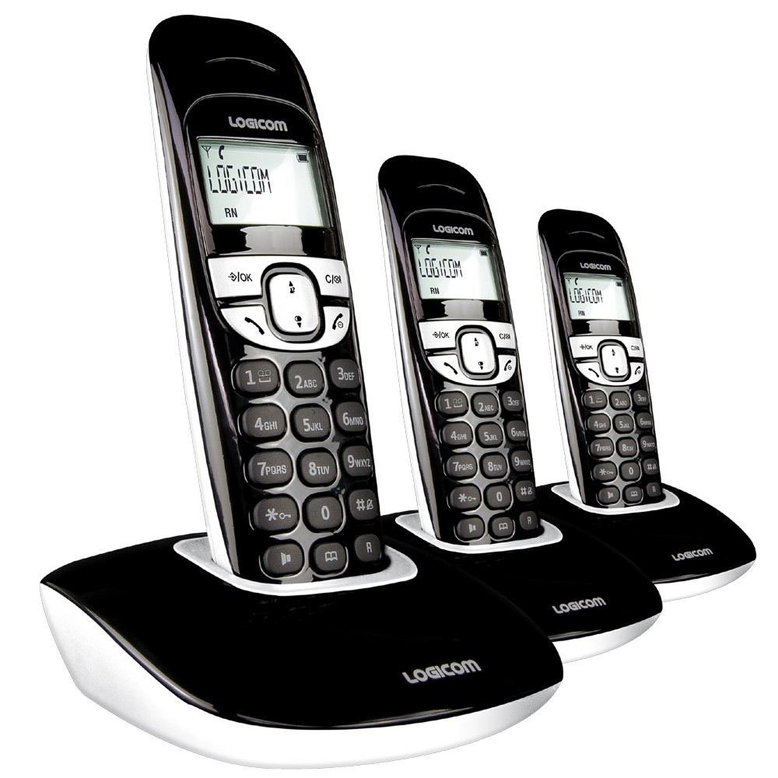 Стаціонарний безпровідний телефон Logicom Soly 350 Trio Noir Dect Чорний, фото №1