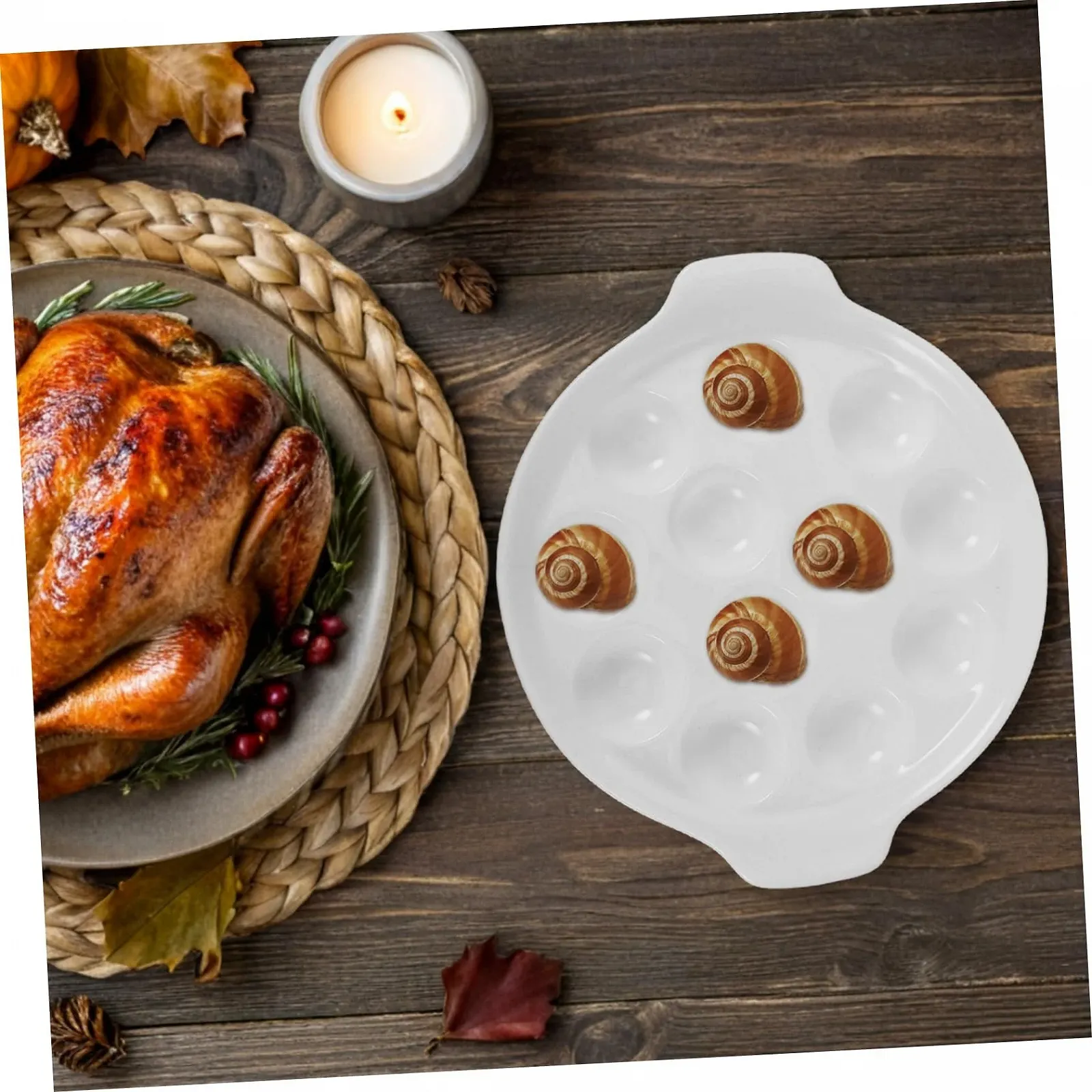 Форма для запікання равликів VALICLUD керамічна з отворами та ручками біла, фото №6 Форма для запікання равликів VALICLUD керамічна з отворами та ручками біла, фото №6