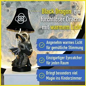 Настільна лампа Happy Lamps Black Dragon LED 58 см веганська шкіра Чорний synthetic.ua - Фото 1