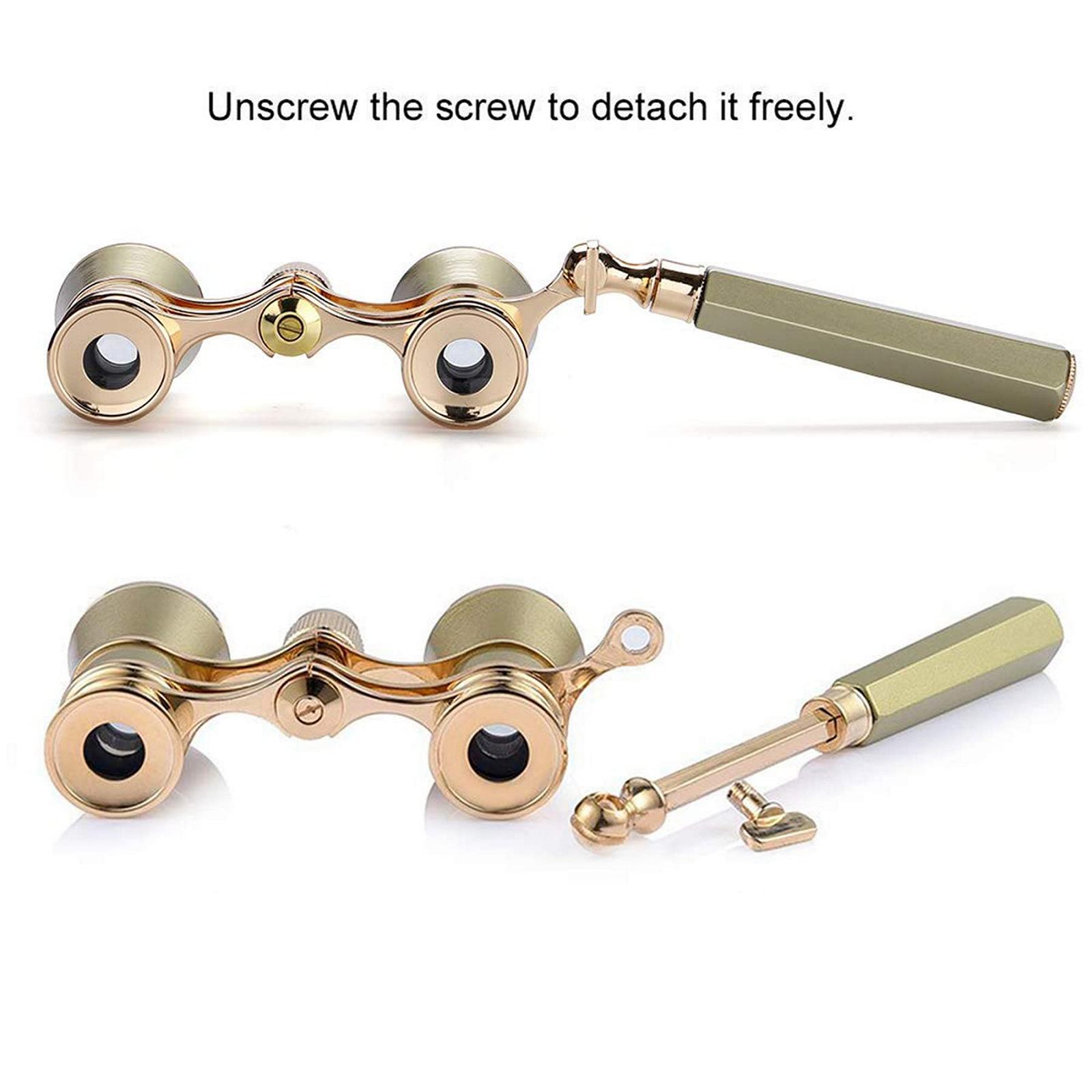 Бінокль Aroncent 3 x 25 Компактний бінокль з ручкою Металевий бінокль для жінок для пішого туризму, огляду визначних пам'яток, театру, золотий, фото №4