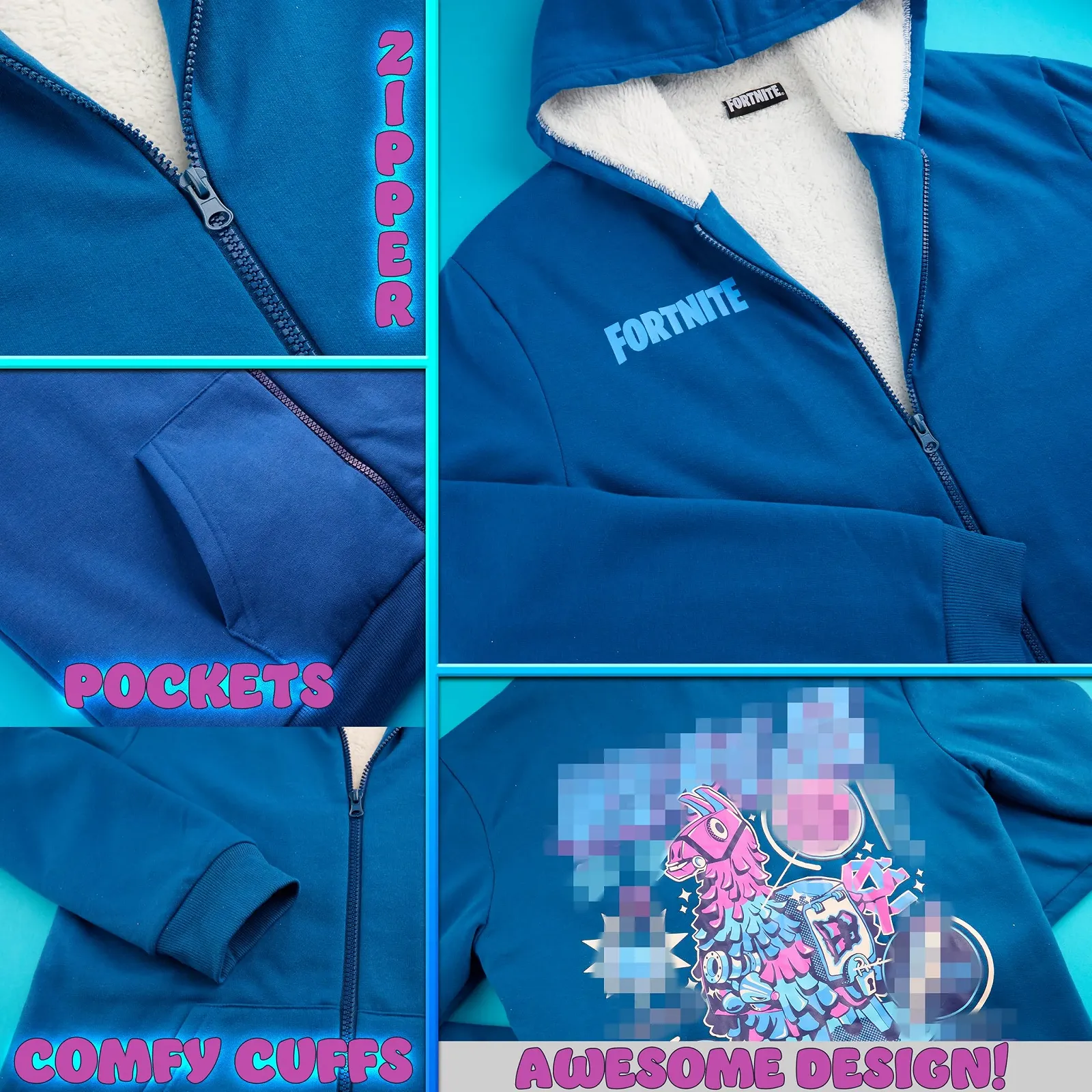 Худи Fortnite для мальчиков 7-16 лет, мягкая флисовая куртка на молнии с капюшоном, подарок для мальчиков, фото №2