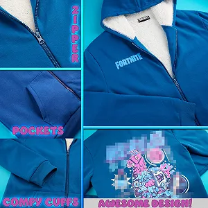 Худі Fortnite для хлопчиків, м'яка флісова кофта на блискавці з капюшоном synthetic.ua - Фото 1