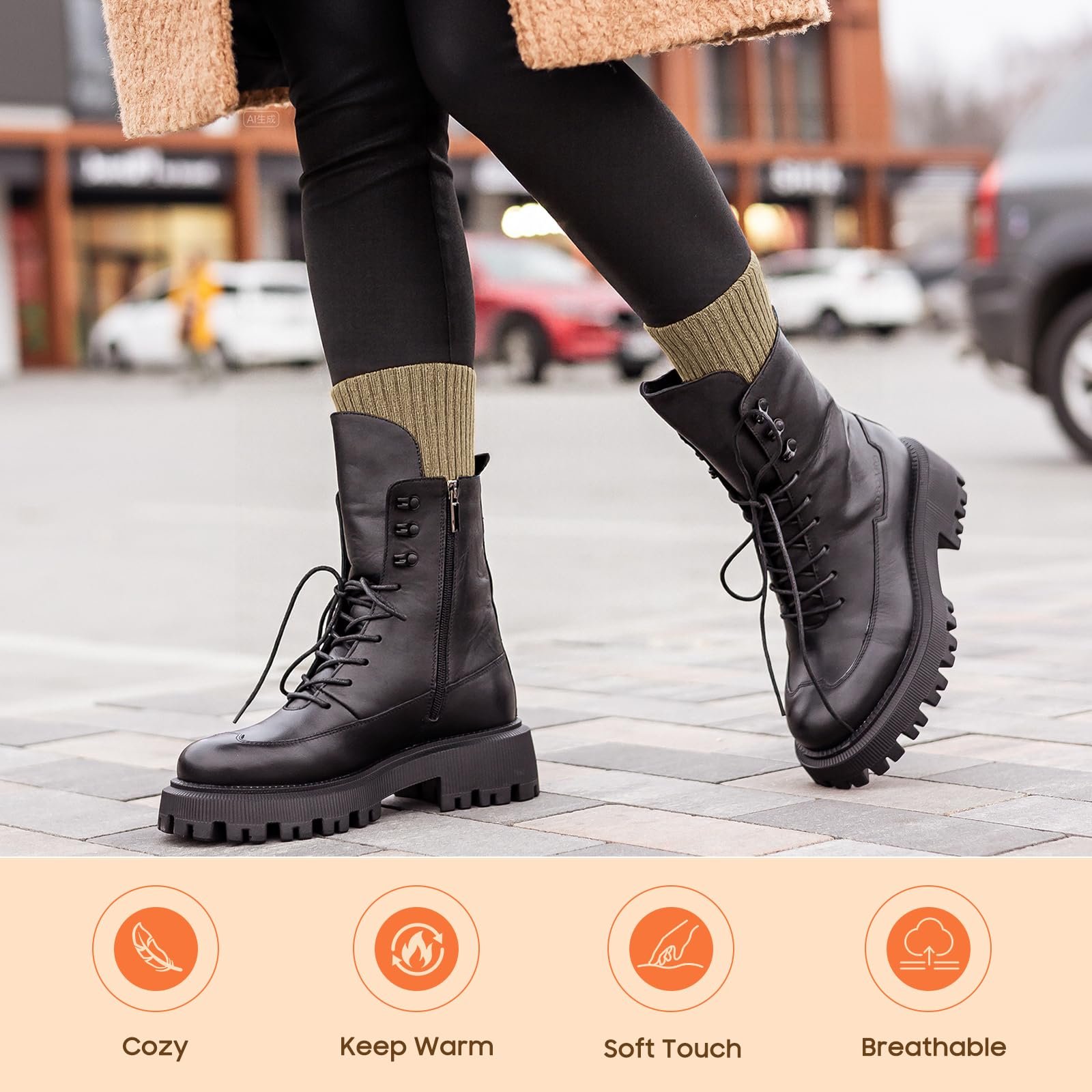 Термоноски Женские 3 пары - Зимние Теплые Носки для походов Плотные Рабочие Носки Стопперы для походов Дома Отдыха EU 35-42, фото №4